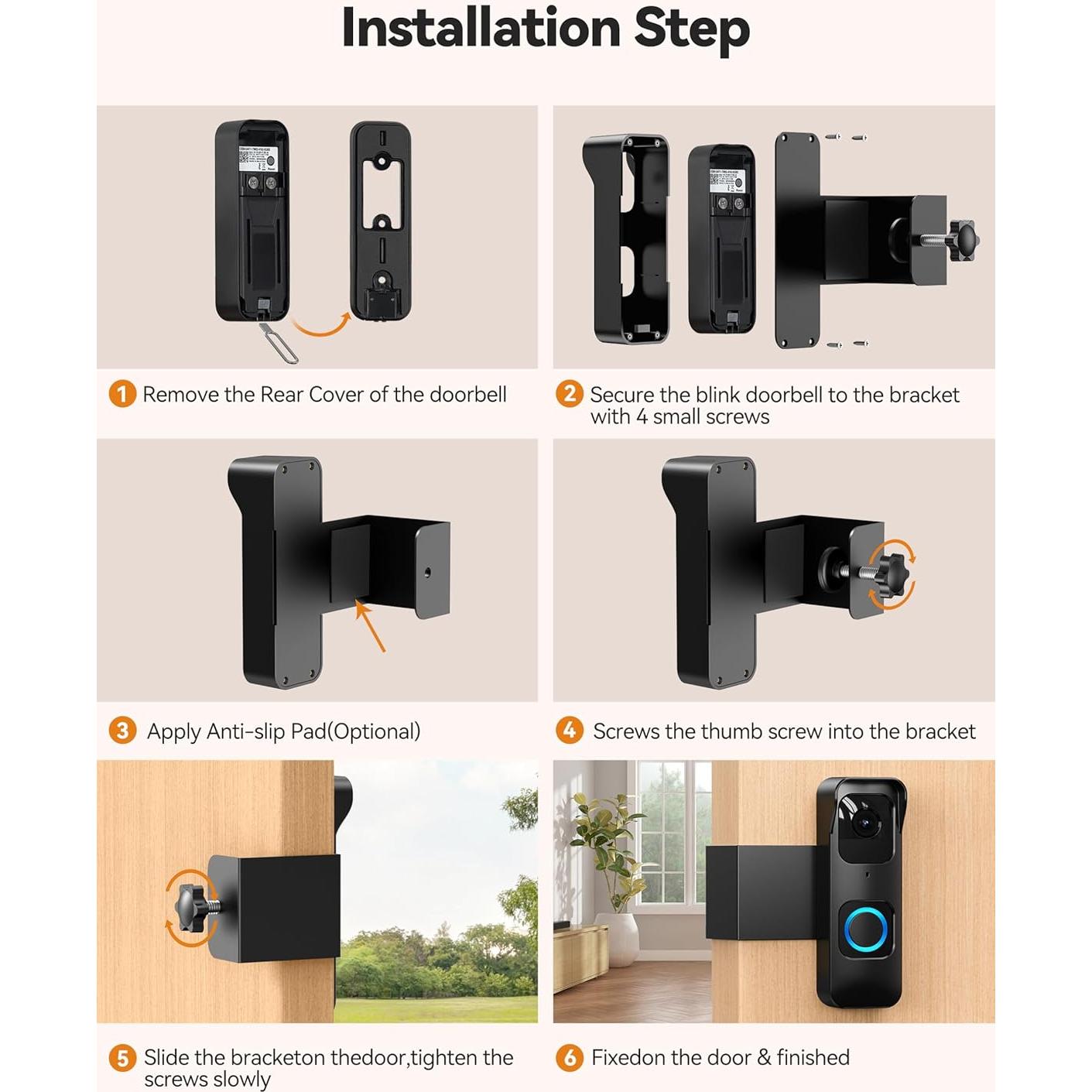 Soporte Anti-Robo para Timbre Blink 1ra Gen - Instalación Sin Perforación - Negro