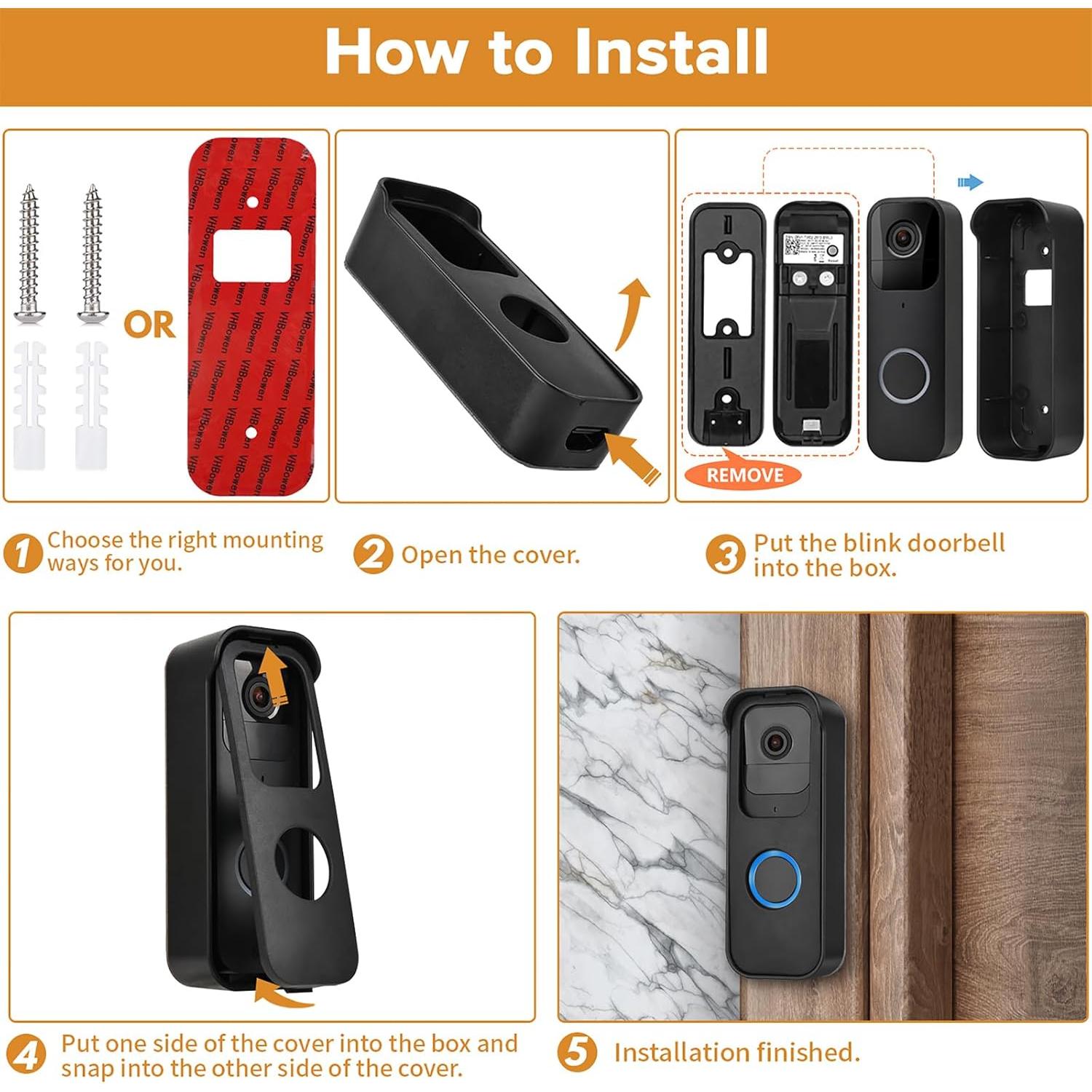 Soporte de puerta adhesivo Wochel para Blink Video Doorbell