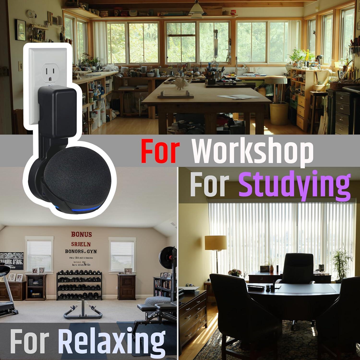 Soporte de Pared NoveraPrime para Echo Dot 4ta y 5ta Gen - Negro