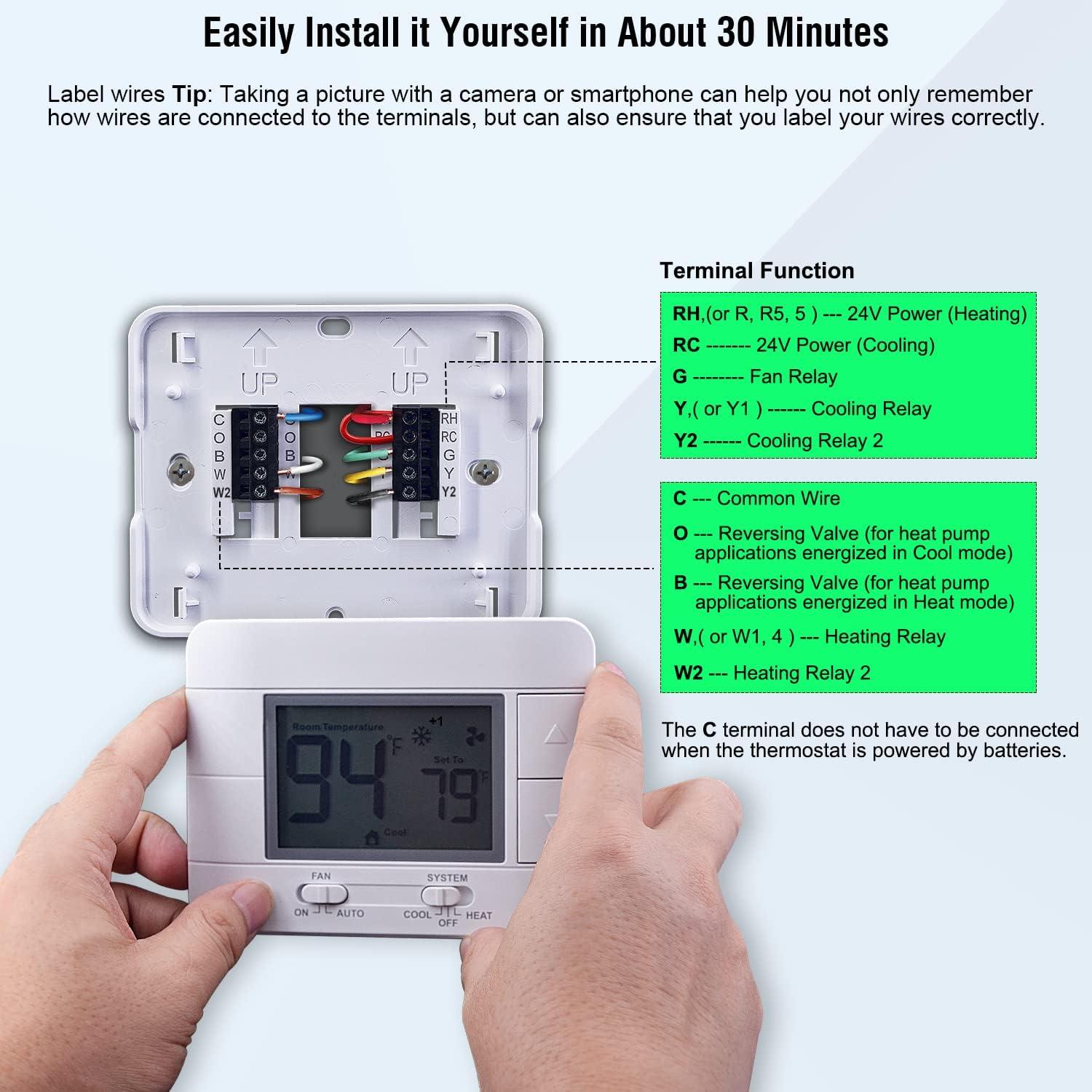 Termostato No Programable Garystat G711 2 Calor 2 Frío LCD Verde