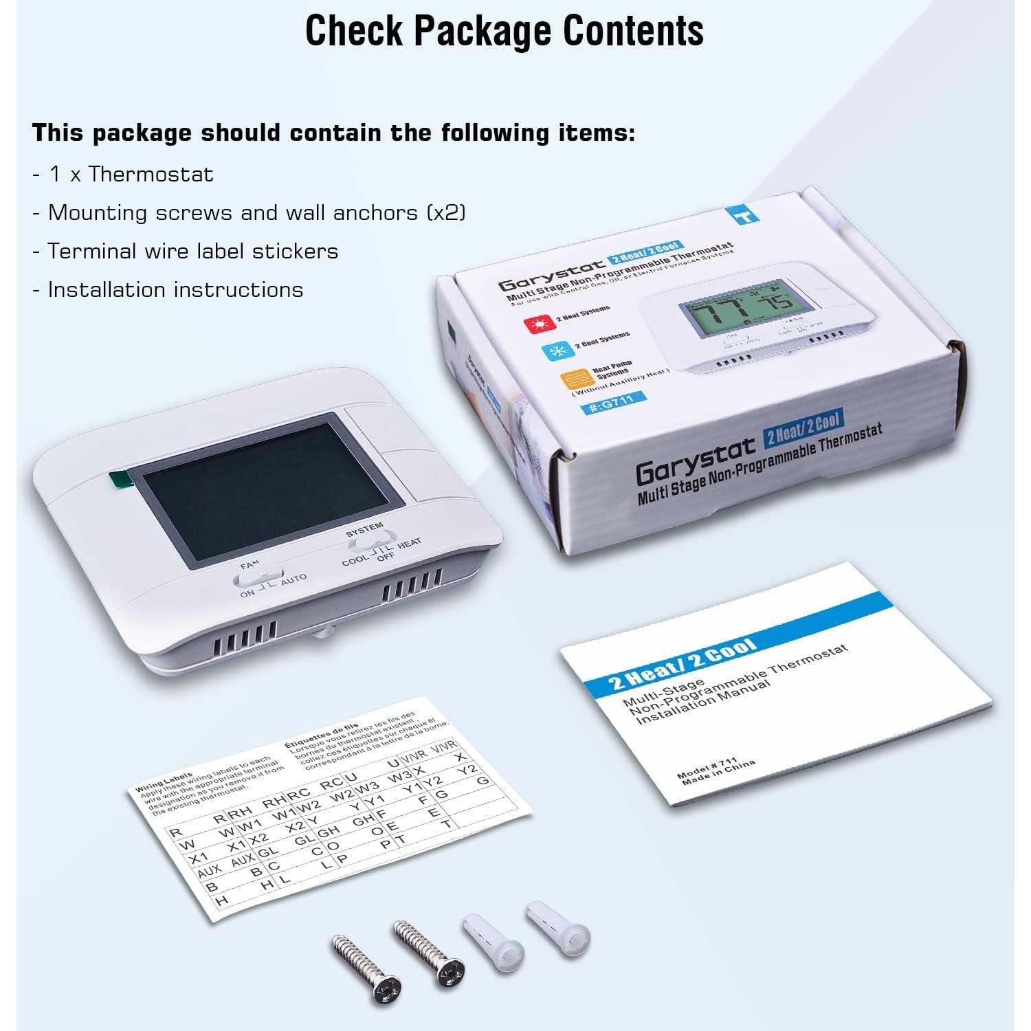 Termostato No Programable Garystat G711 2 Calor 2 Frío LCD Verde