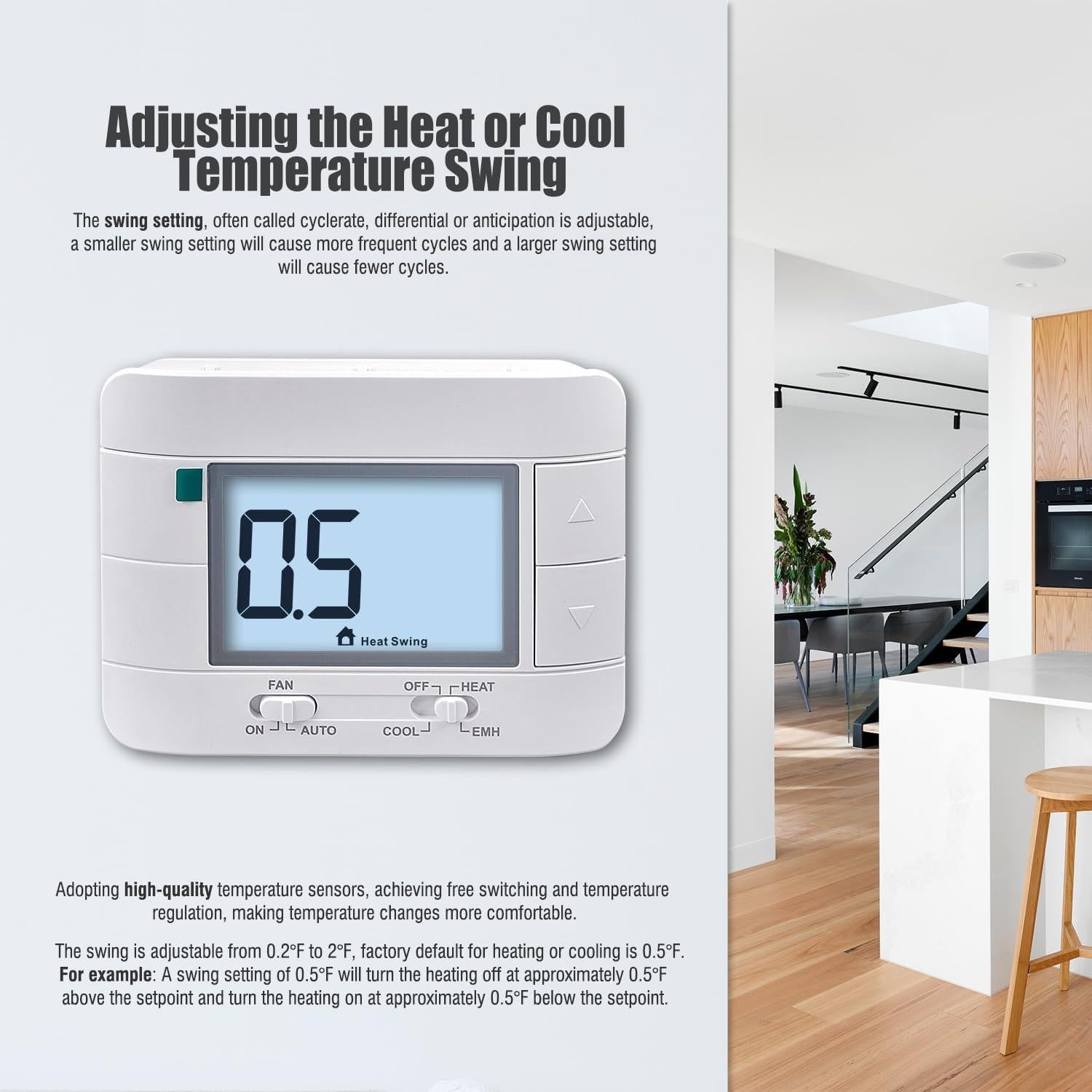 Termostato Digital Aowel AW721 2 Calor 1 Frío Pantalla 5"