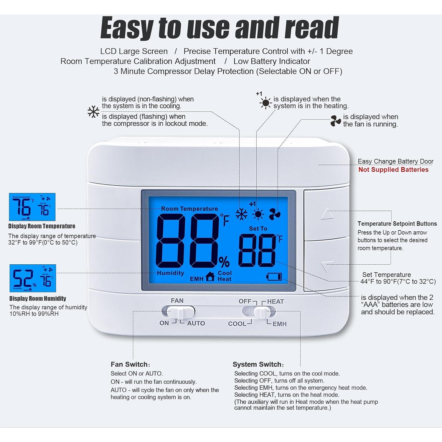 Termostato No Programable Mroinge M721 para Bomba de Calor