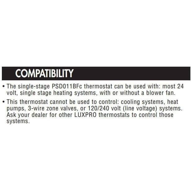 Termostato Digital No Programable LUX PSD010BF para Calefacción