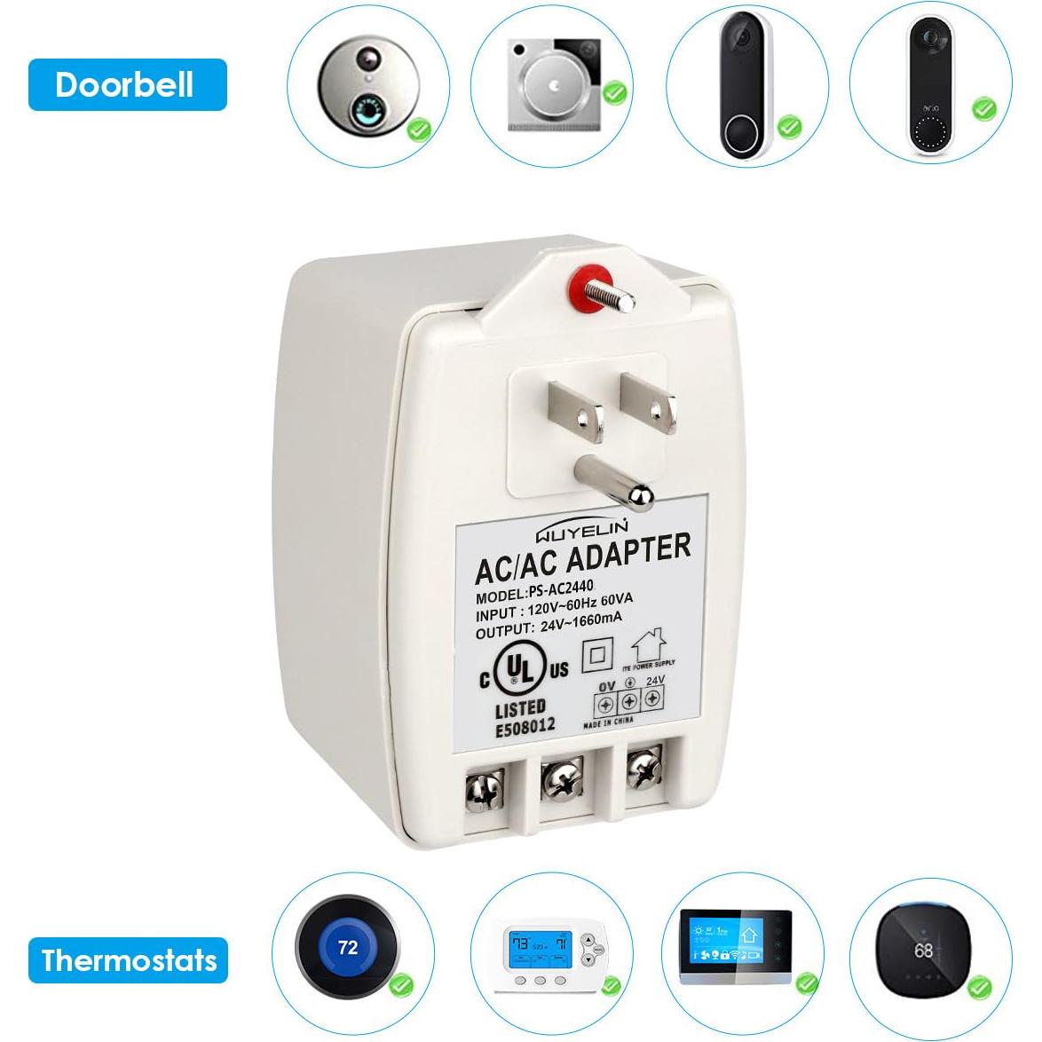 Transformador 24VAC 40VA WUYELIN para Timbres y Termostatos