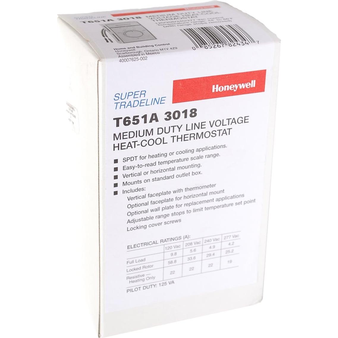 Termostato Honeywell T651A3018 Calor Frío 120V-277V