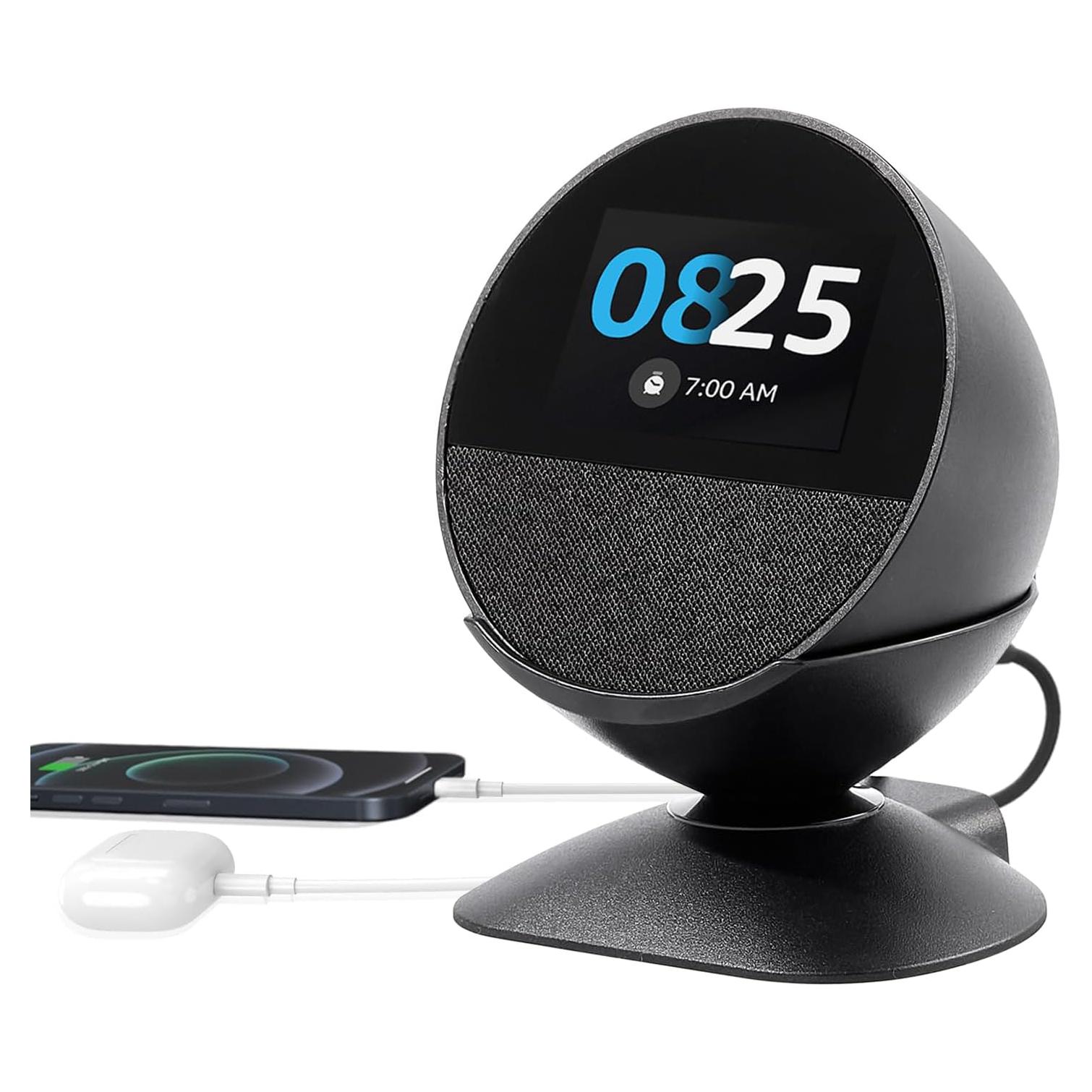 Soporte Ajustable para Echo Spot 2024 y Homepod Mini con Carga USB