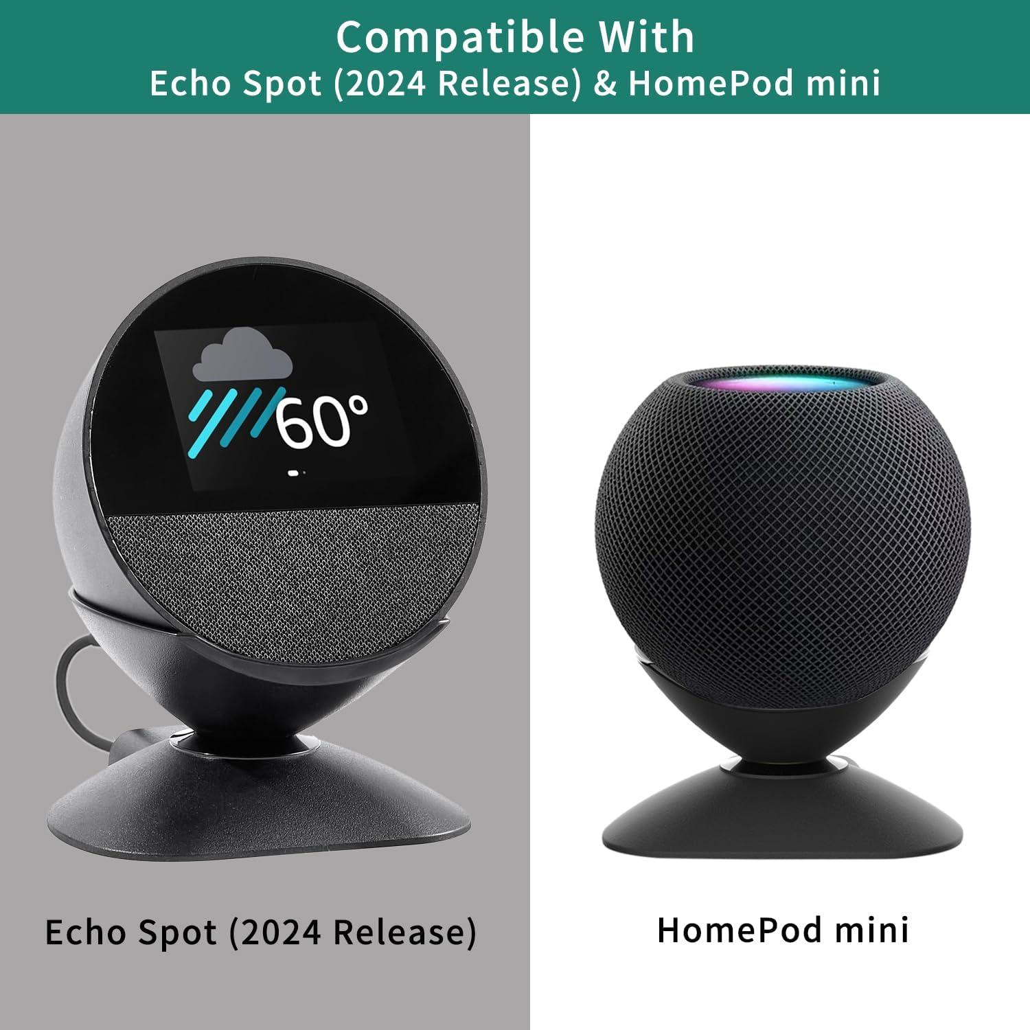 Soporte Ajustable para Echo Spot 2024 y Homepod Mini con Carga USB