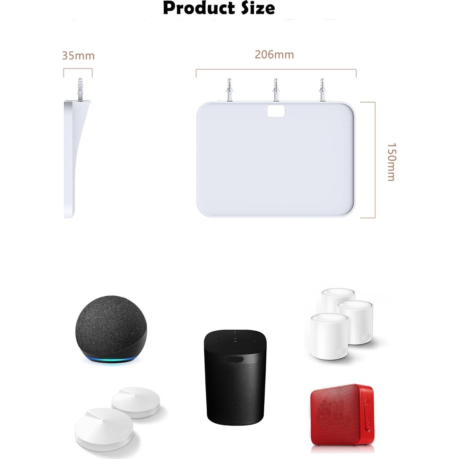 Soporte de Estante de Pared Universal para Altavoces Inteligentes Blanco