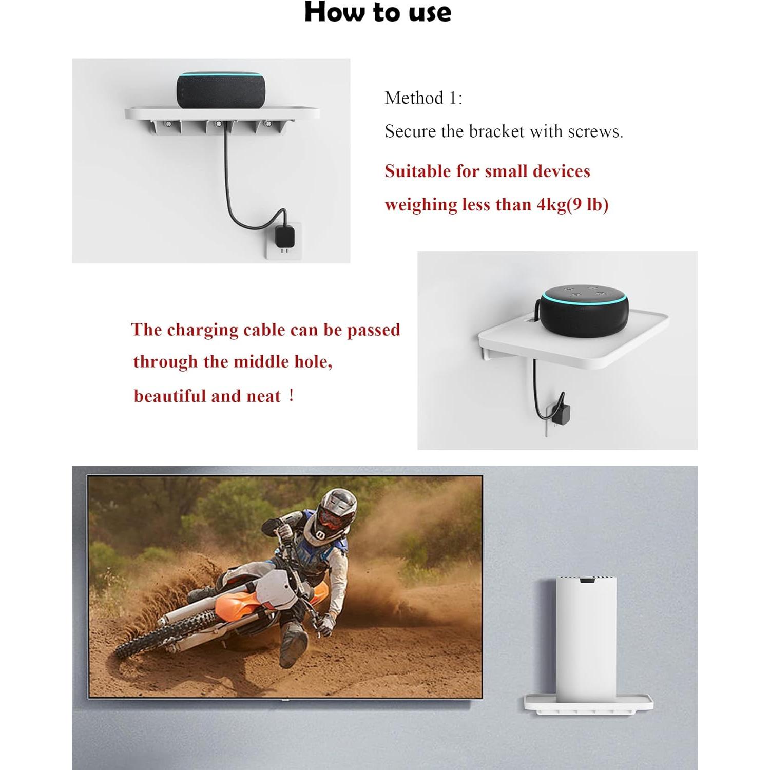 Soporte de Estante de Pared Universal para Altavoces Inteligentes Blanco