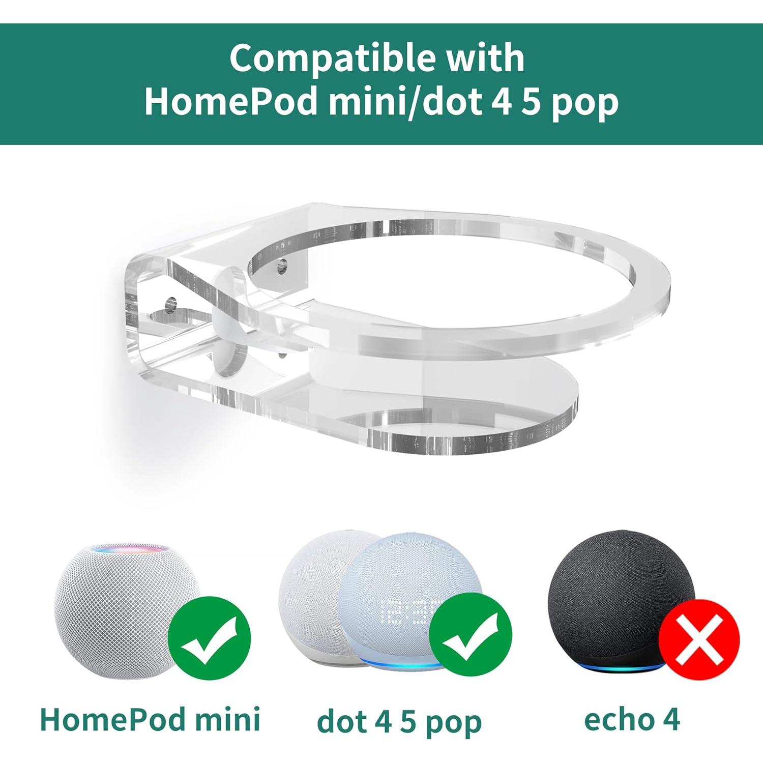 Soporte de Pared HomeMount para Altavoz Homepod Mini - Acrílico Transparente 2Pack