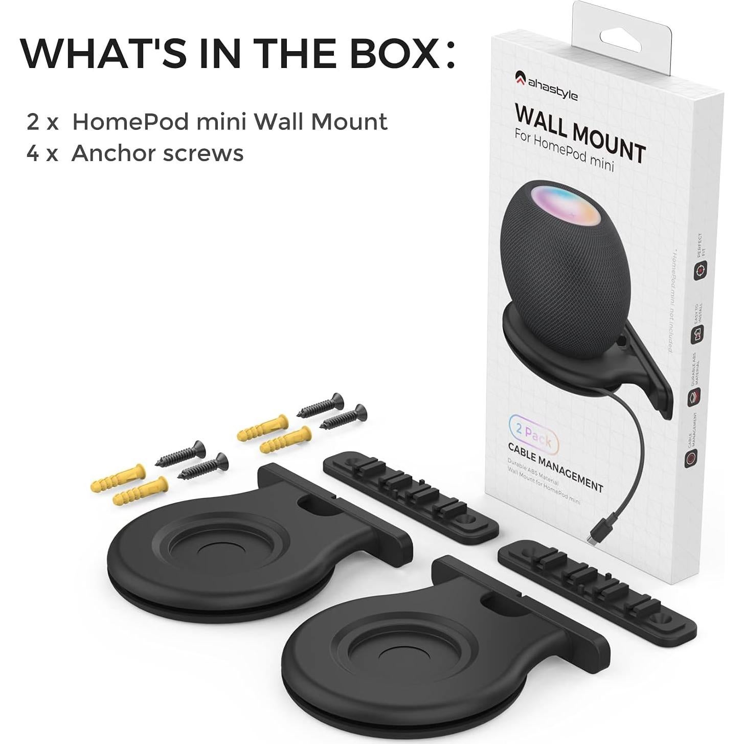 Soporte de pared AHASTYLE para HomePod Mini - Negro 2pcs