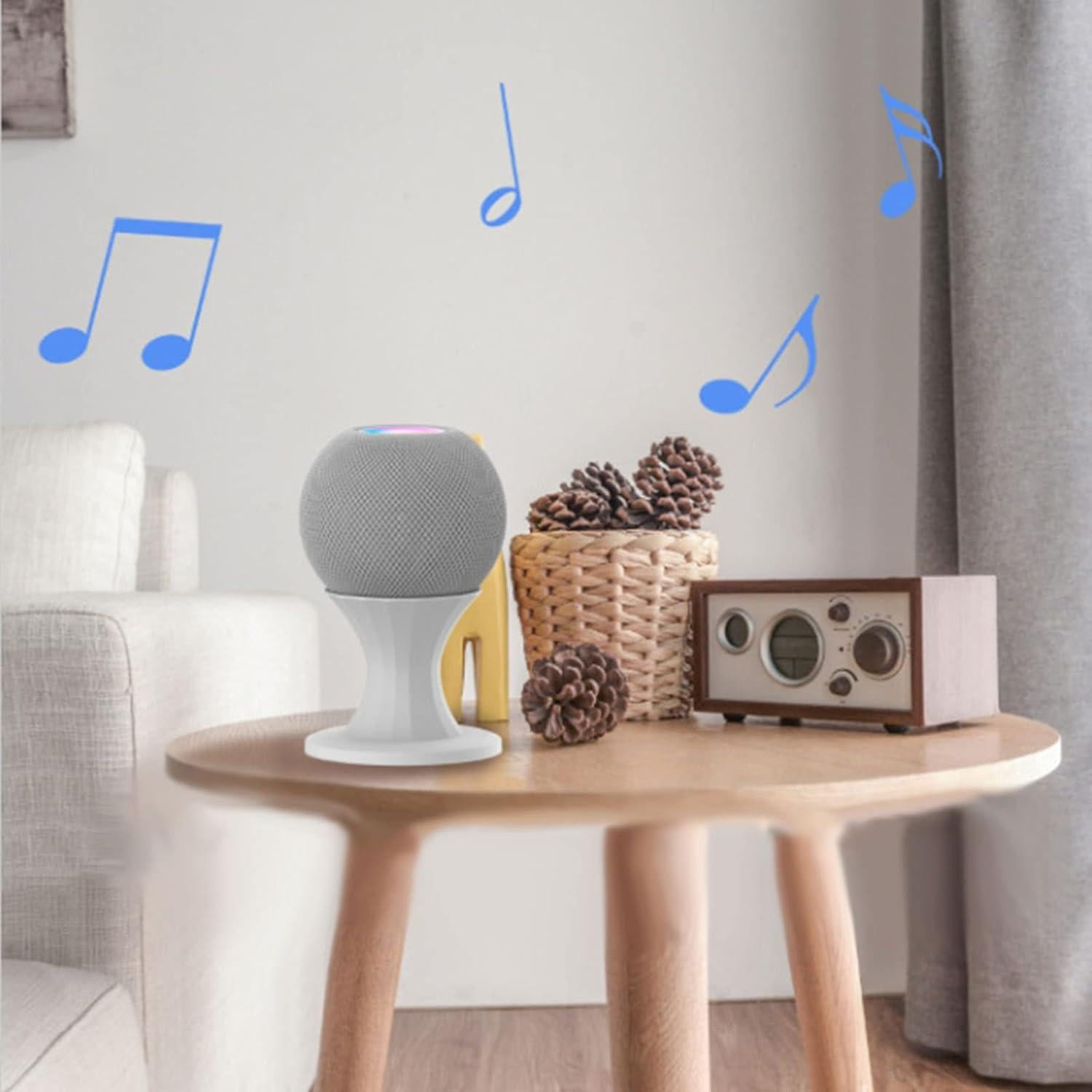 Soporte de Mesa Blanco para Homepod Mini con Gestión de Cable