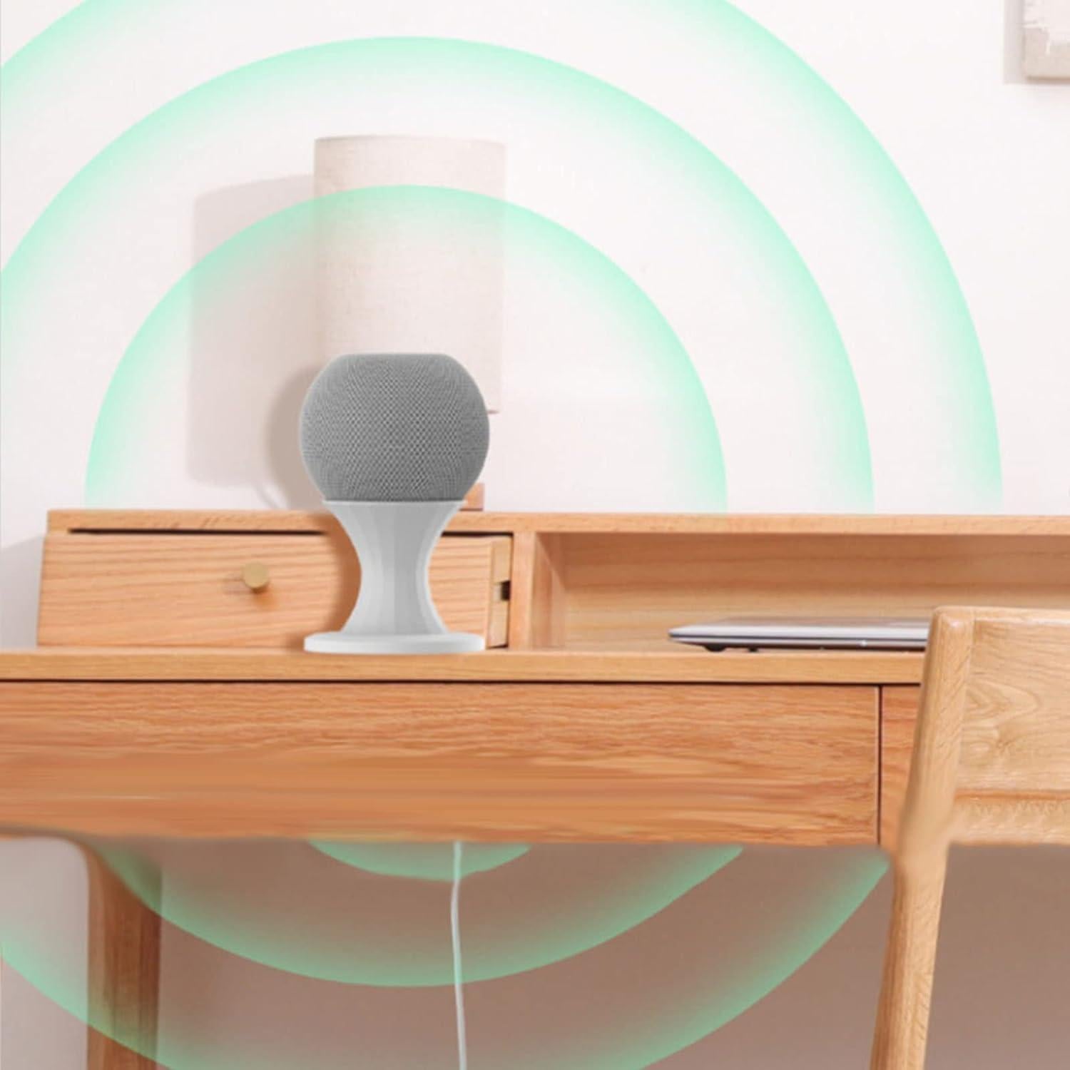 Soporte de Mesa Blanco para Homepod Mini con Gestión de Cable