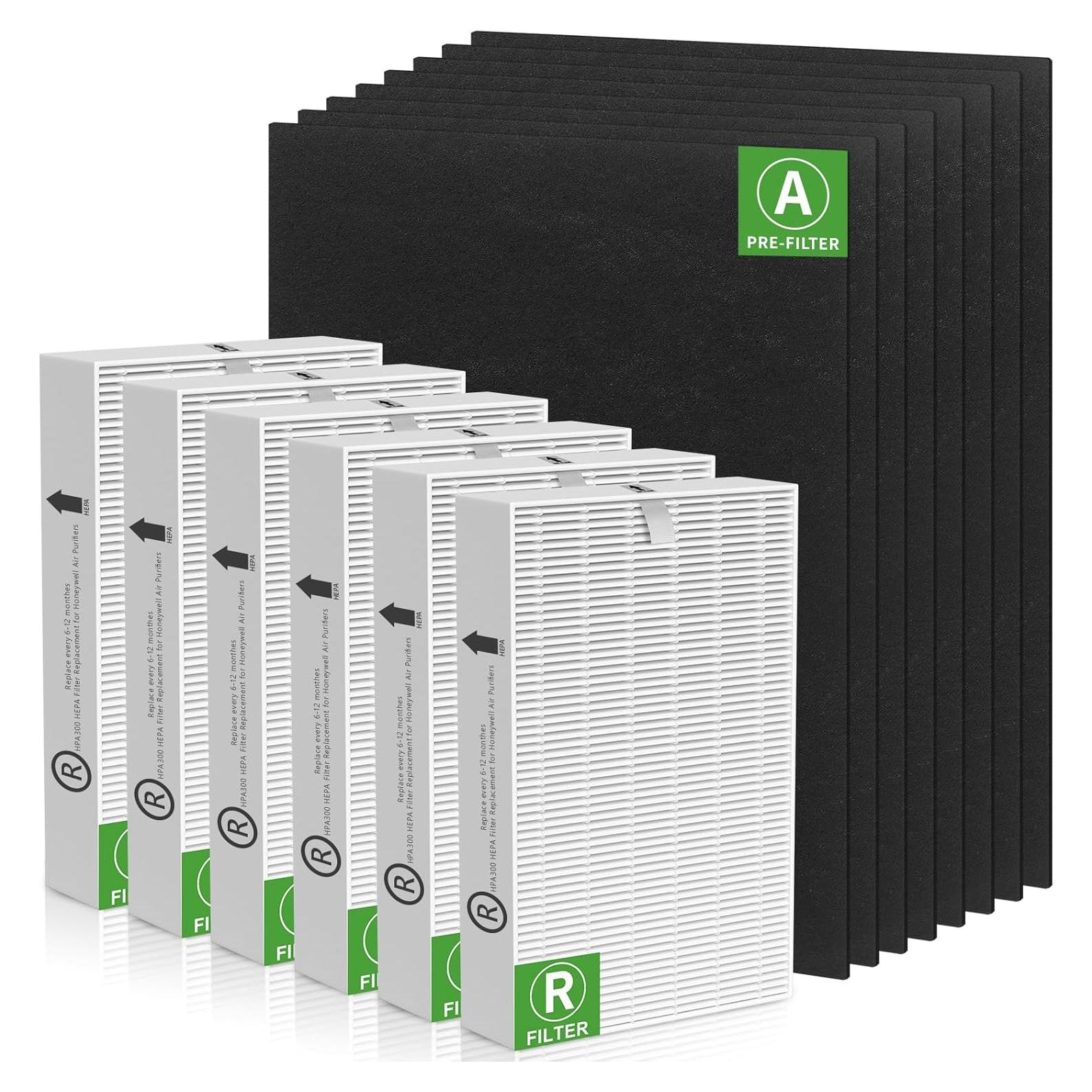 Paquete de 6 Filtros HEPA HPA300 Honeywell + 8 Pre-Filtros