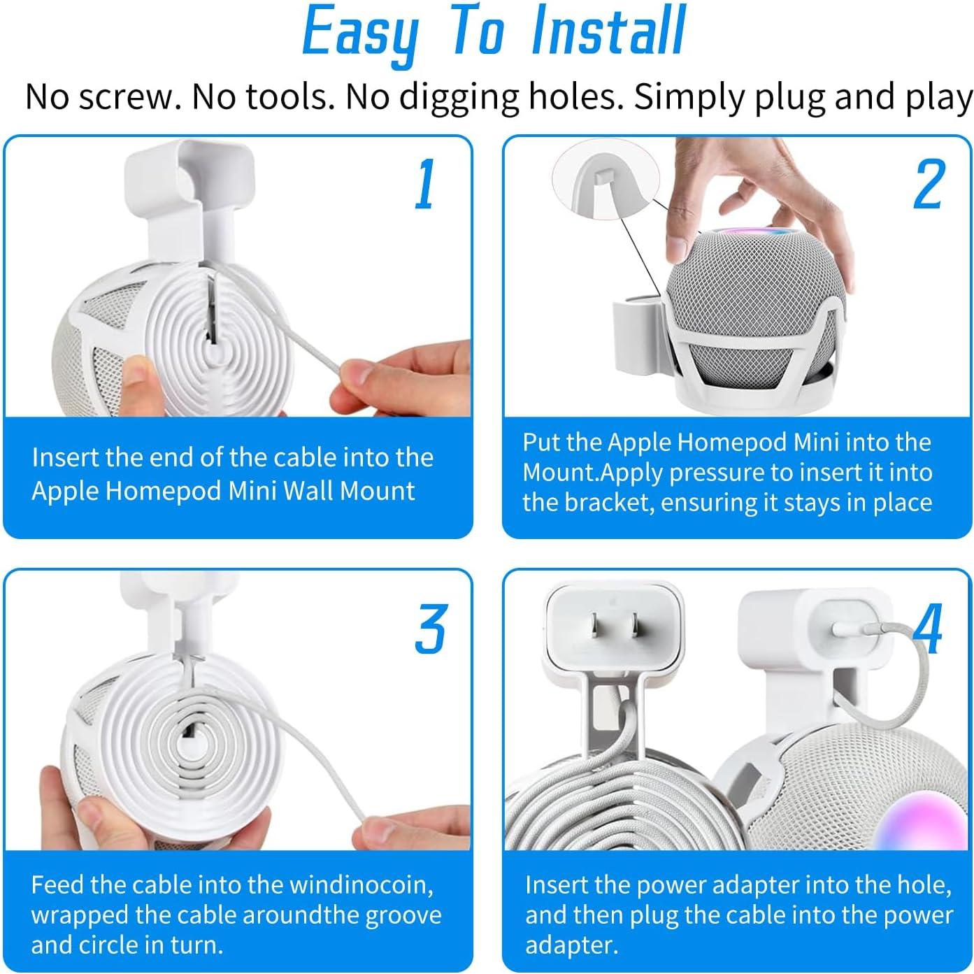 Soporte de Pared para Apple Homepod Mini - Blanco, Sin Tornillos