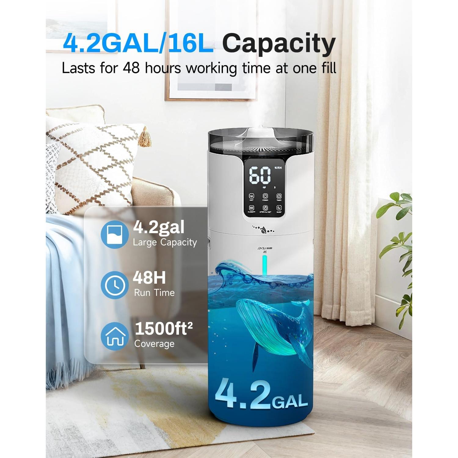 Humidificador Ultrasónico Lacidoll 16L para Habitaciones Grandes