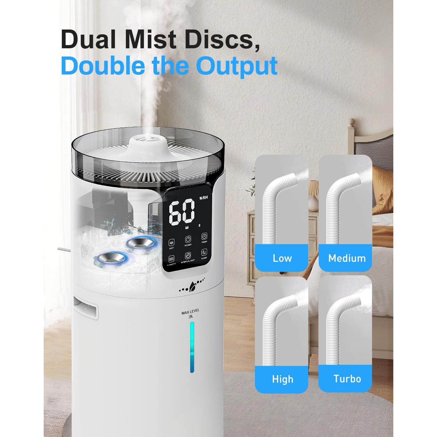 Humidificador Ultrasónico Lacidoll 16L para Habitaciones Grandes