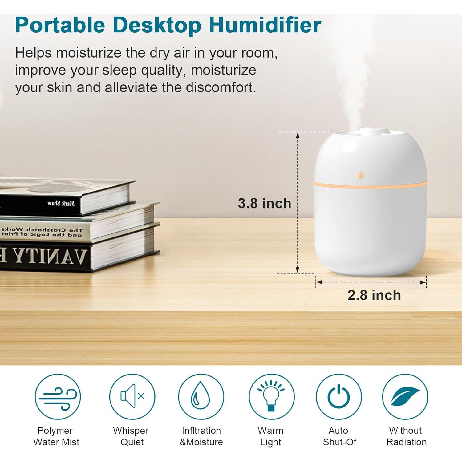 Humidificador Portátil KOSGHO Jiashiqi 220ml Blanco Silencioso