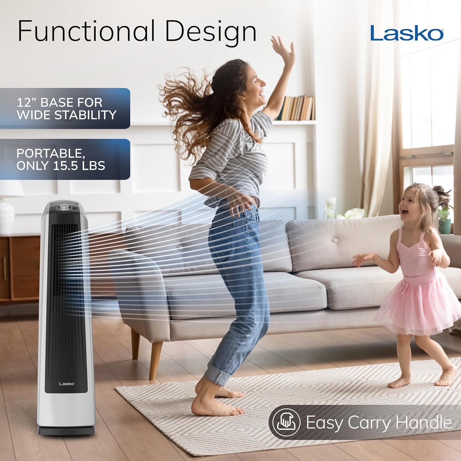 Ventilador de Torre Oscilante Lasko U35105, 3 Velocidades, 89 cm