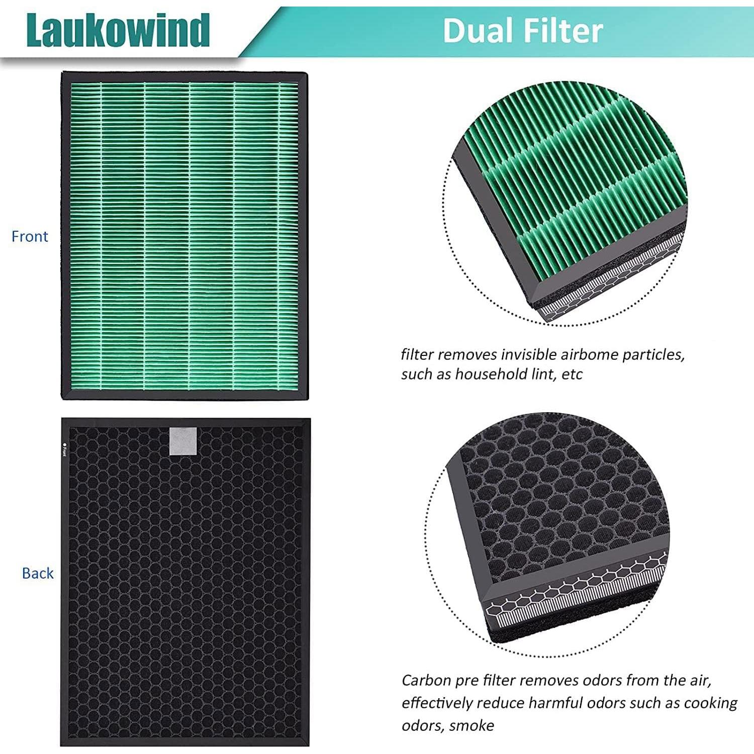 Filtro de Reemplazo Laukowind para Coway Airmega 400/400S - 2 Paquetes