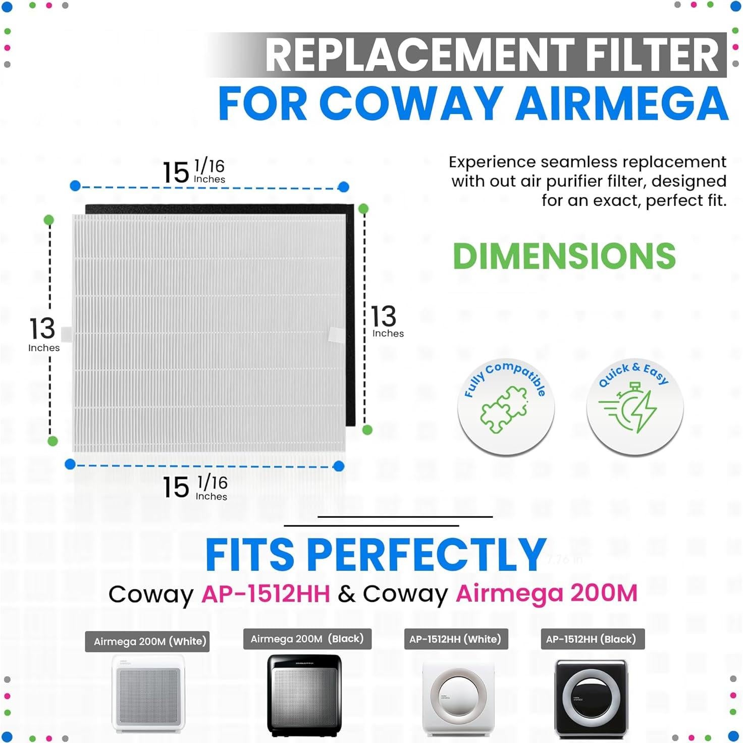 Filtro de Reemplazo Bagean AP-1512HH para Purificador Coway