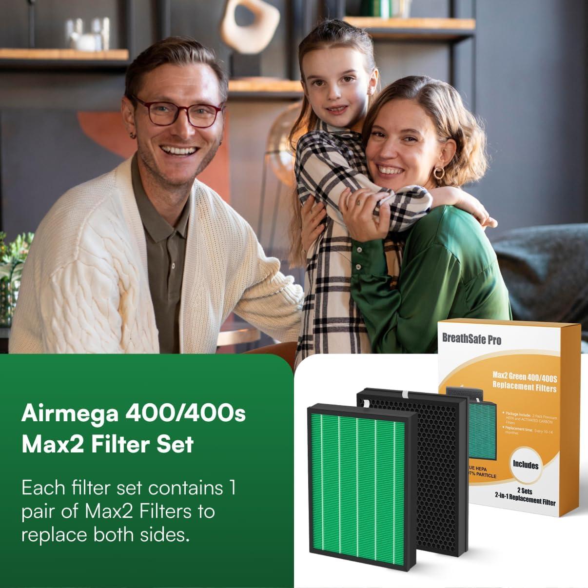 Reemplazo Filtro HEPA y Carbón Coway Airmega 400/400S - 2 Unidades