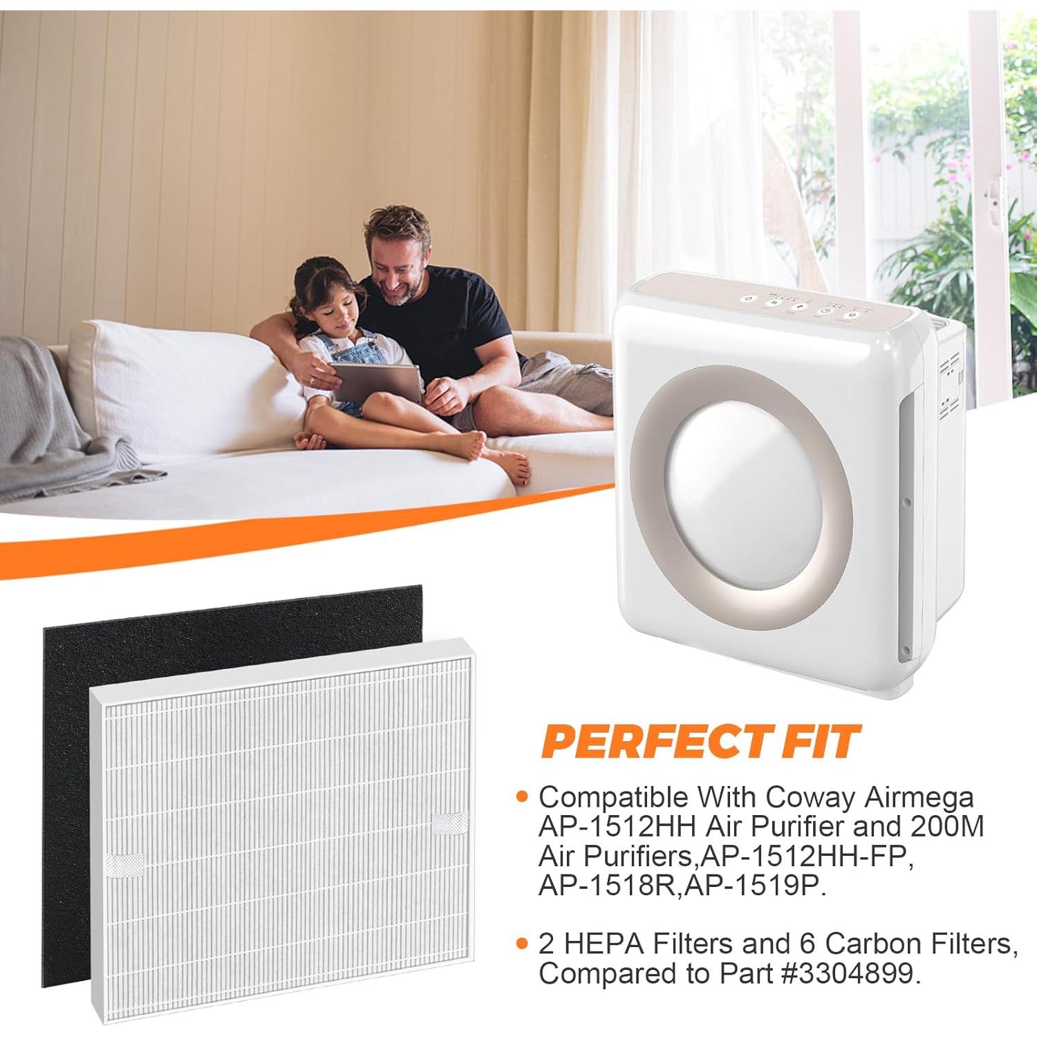 Paquete de 2 Filtros HEPA y 6 de Carbón Blutoget AP-1512HH