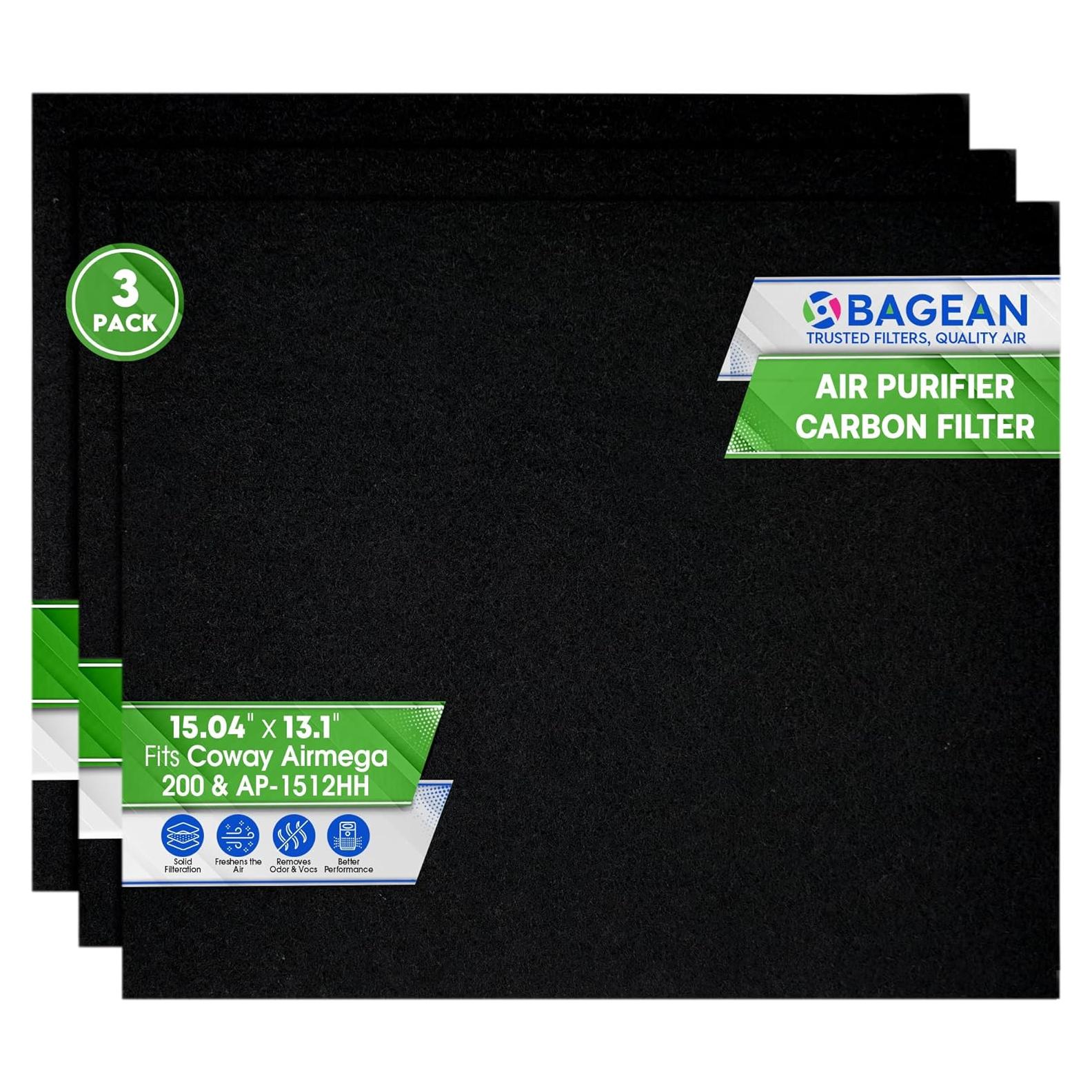Filtro de Carbono Bagean para Purificador Coway AP-1512HH y 200M - Paquete de 3