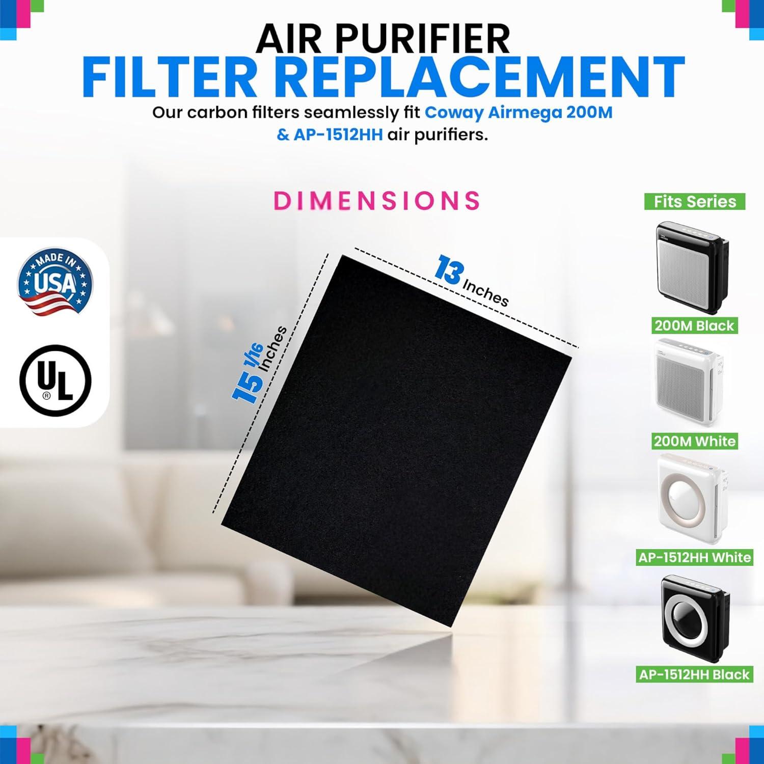 Filtro de Carbono Bagean para Purificador Coway AP-1512HH y 200M - Paquete de 3
