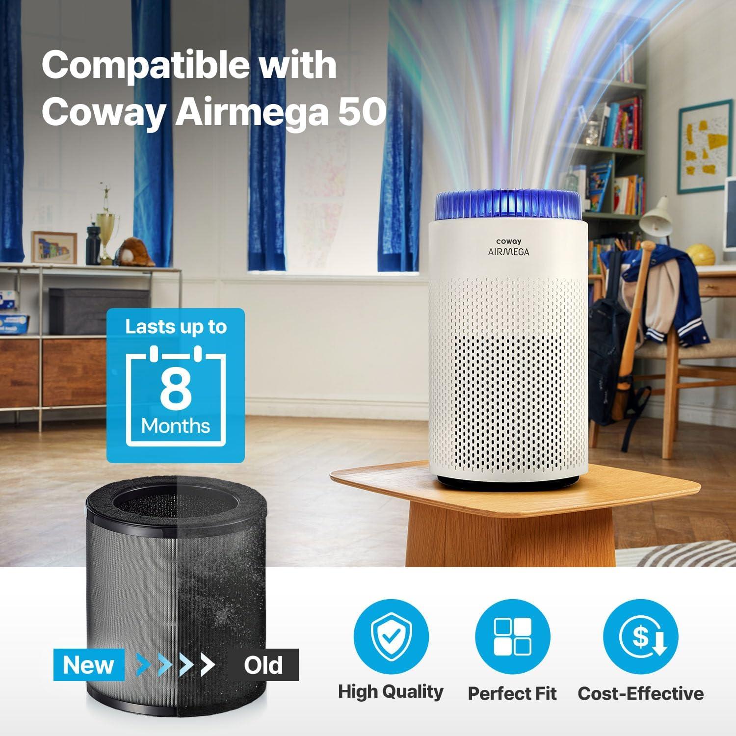 Juego de Filtros de Reemplazo Coway Airmega 50 - HEPA y Desodorización