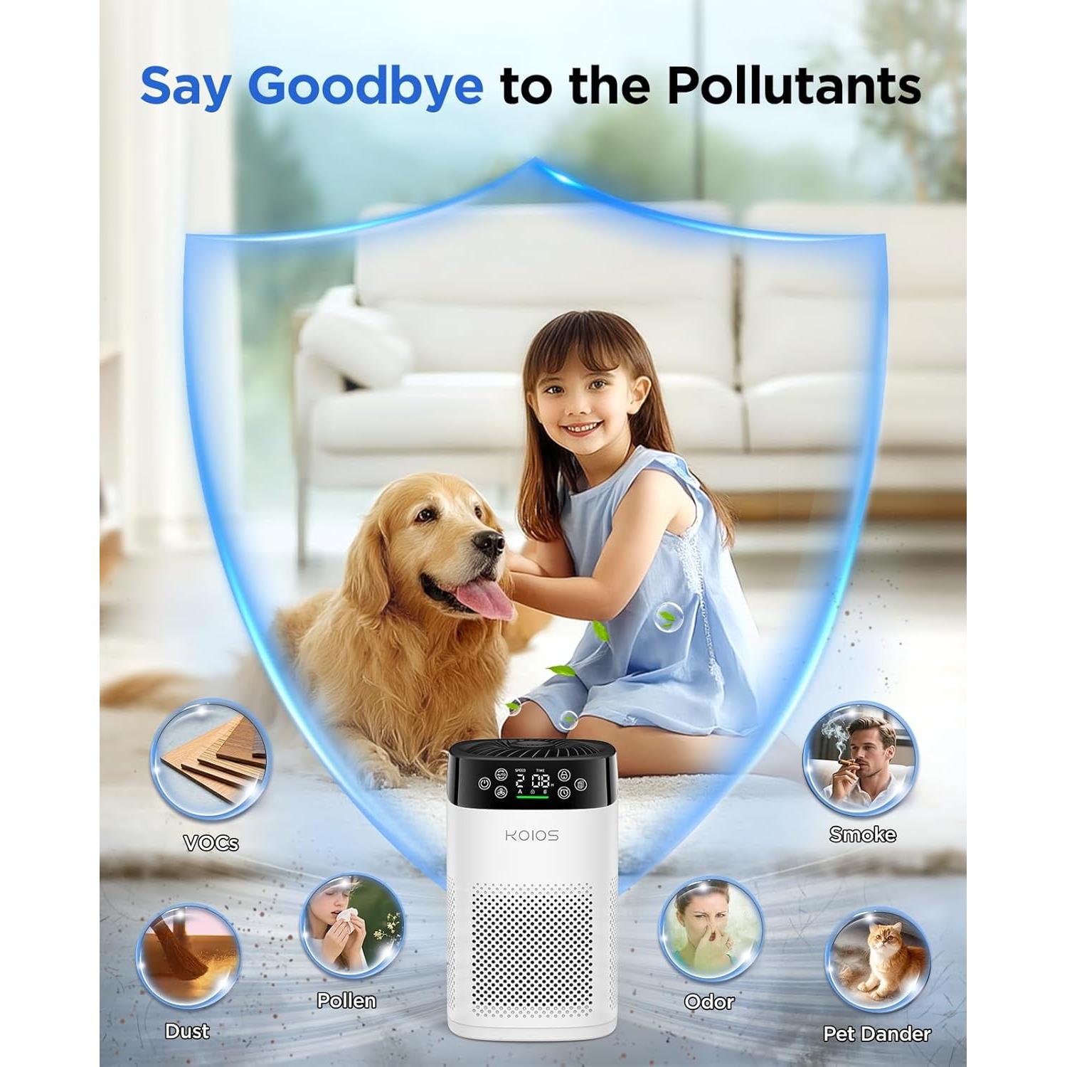 Purificador de Aire KOIOS BK08 HEPA H13 para Habitaciones Grandes