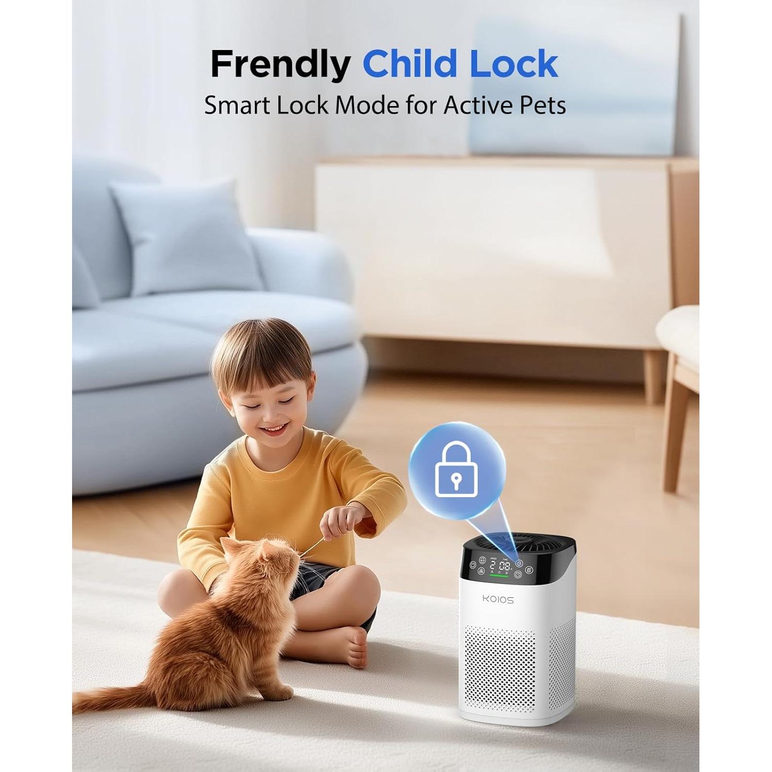 Purificador de Aire KOIOS BK08 HEPA H13 para Habitaciones Grandes