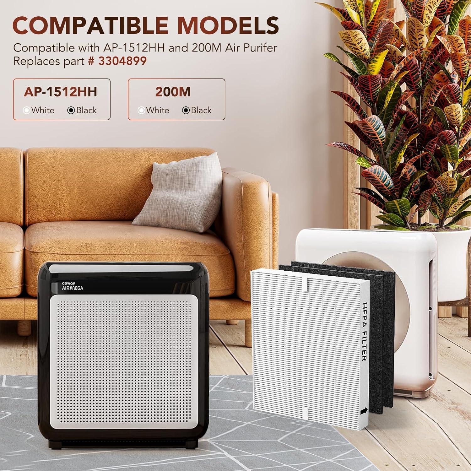 Paquete de 2 Filtros HEPA KUMK para Coway AP-1512HH