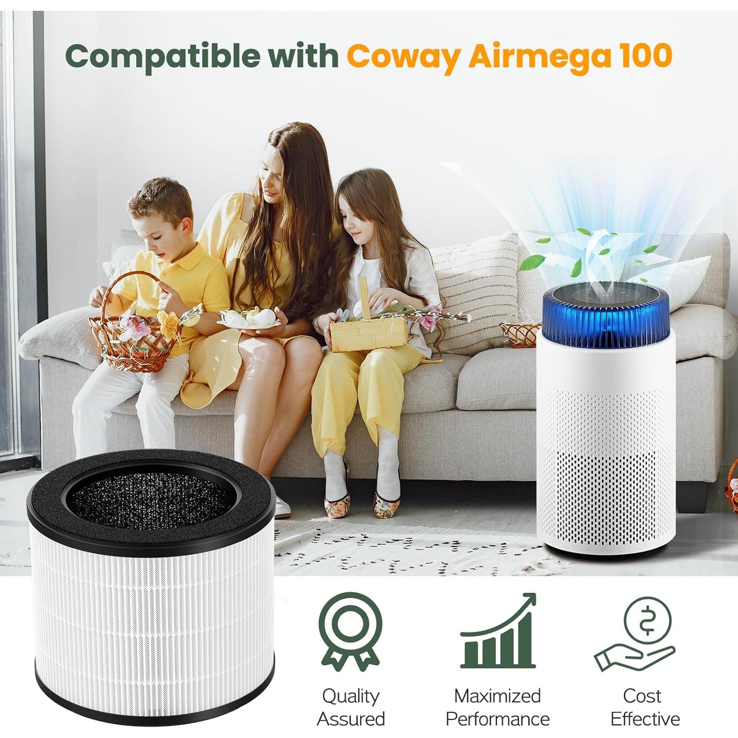 Paquete de 2 Filtros de Reemplazo Isinlive para Coway Airmega 100