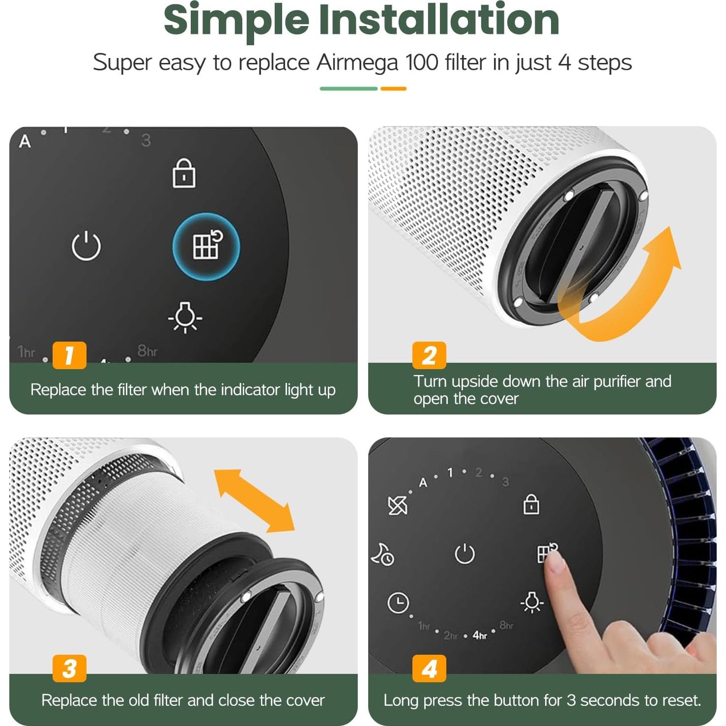 Paquete de 2 Filtros de Reemplazo Isinlive para Coway Airmega 100