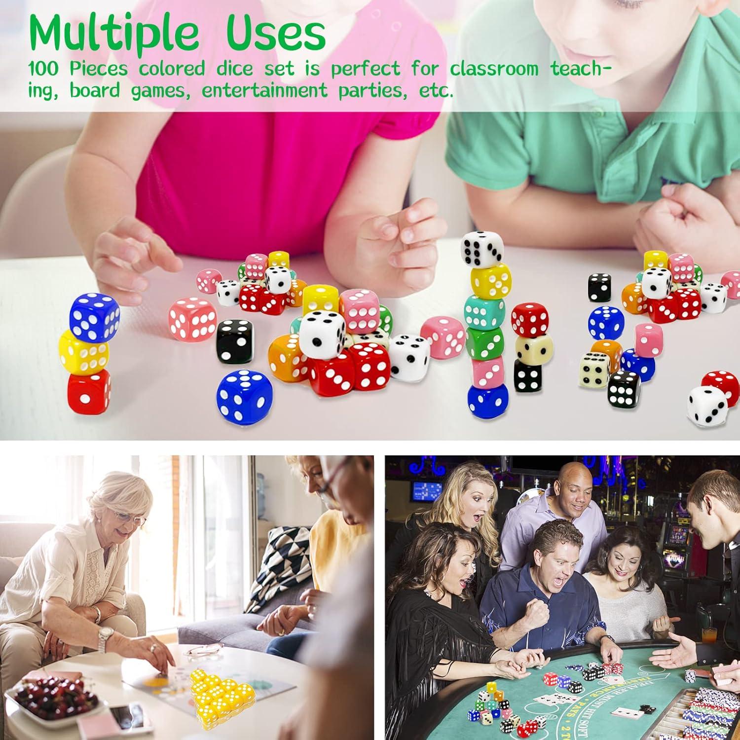 100 Dados de Colores 16mm SLSESIN con Caja Portátil