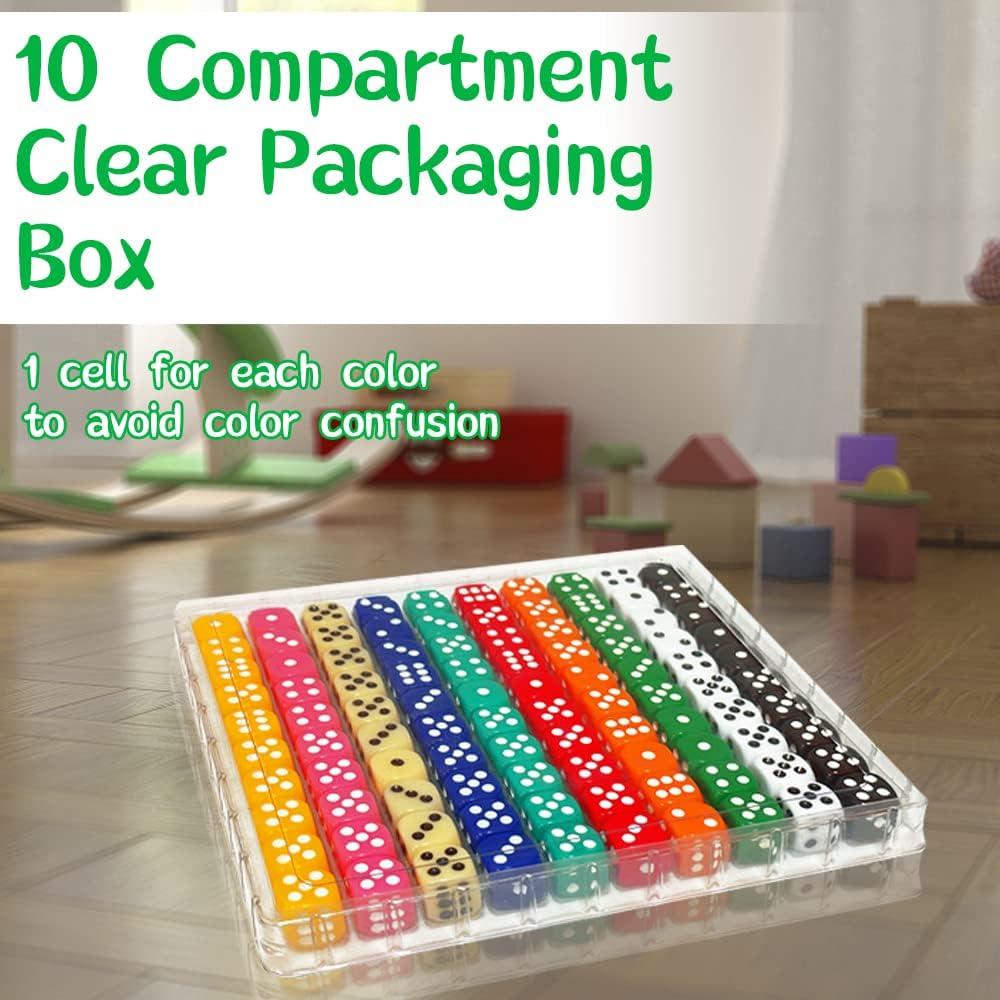 100 Dados de Colores 16mm SLSESIN con Caja Portátil