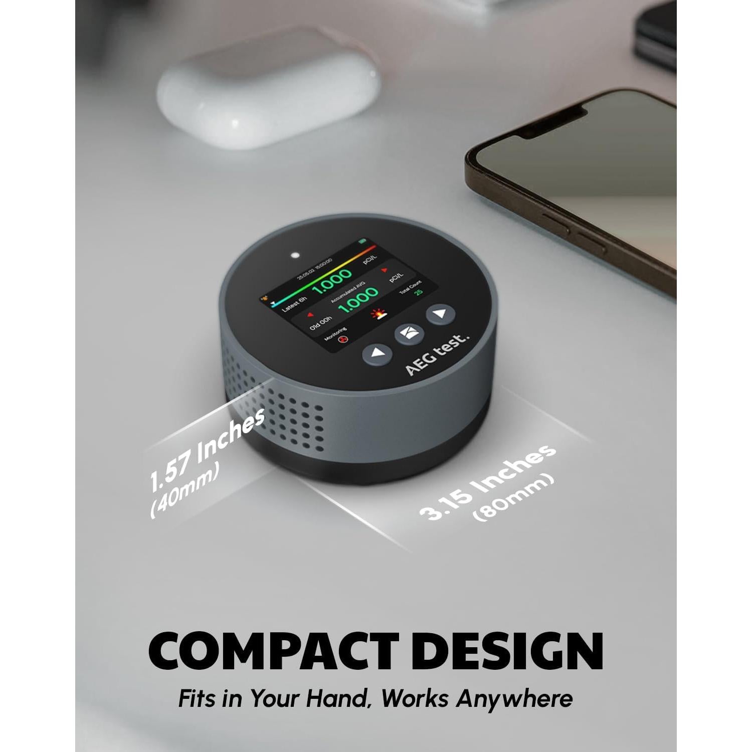 Detector de Radón AEGTEST HOUND-1085 Compacto Recargable