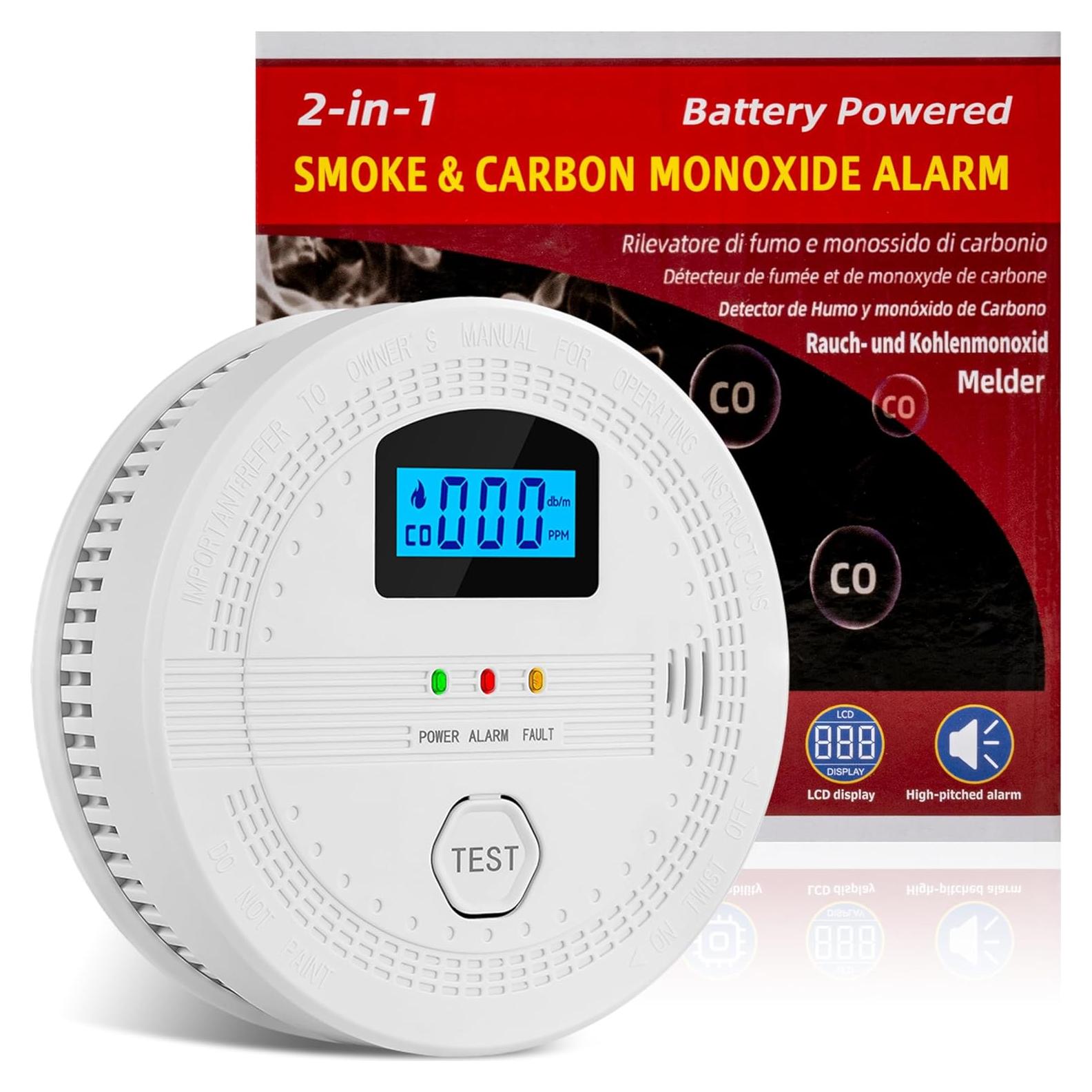 Detector de Humo y Monóxido de Carbono GQIRIL con Pantalla LCD