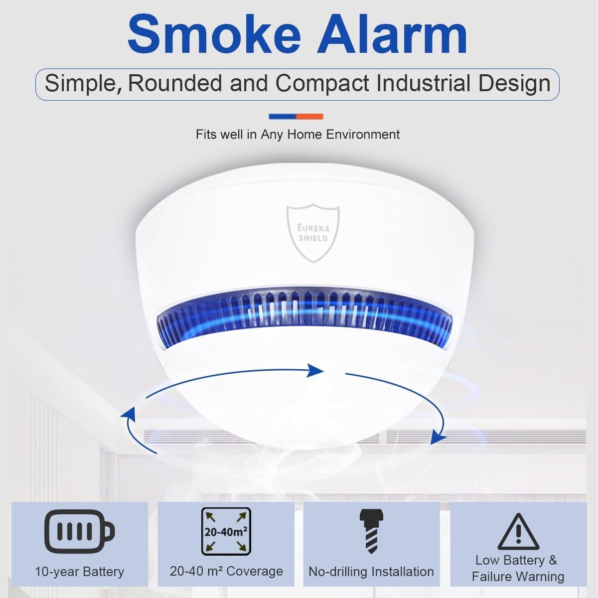 Detector de Humo EUREKA SHIELD PG-S08 con Batería de 10 Años
