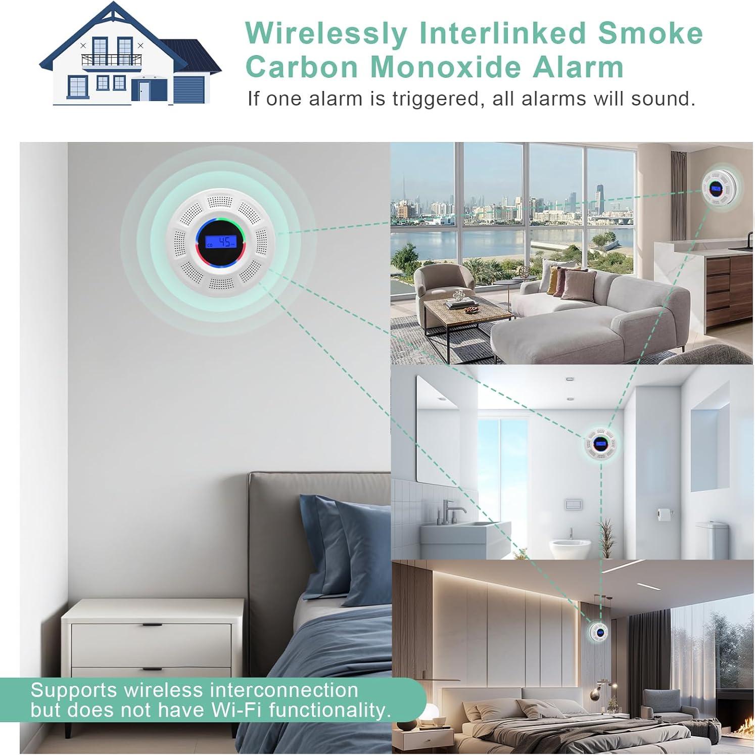 Detector de Humo y Monóxido GiiHoo JKD-541COM-R Inalámbrico