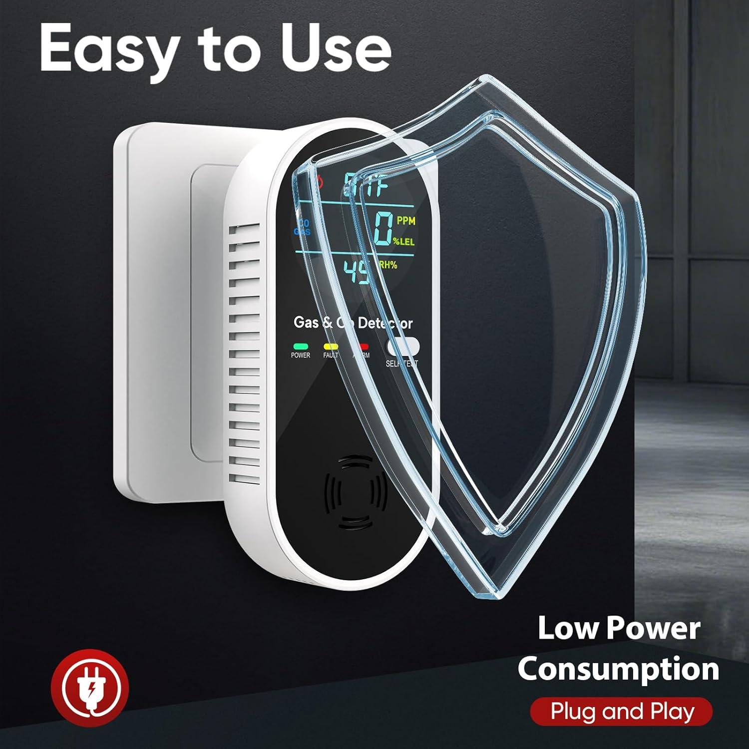 Detector de Fugas de Gas Natural y Monóxido de Carbono NICGOL 4 en 1