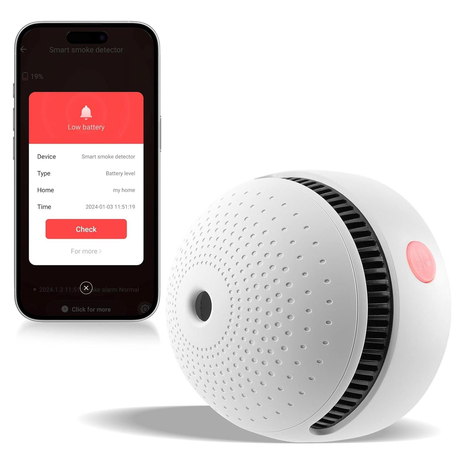 Detector de Humo Inteligente Soewolit Wifi 10 Años Batería