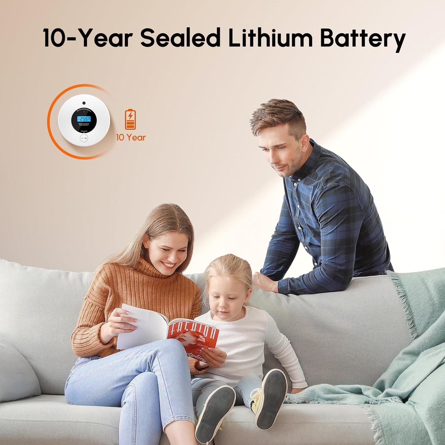 Detector de Humo y Monóxido de Carbono KARUOTOP 10 Años LCD