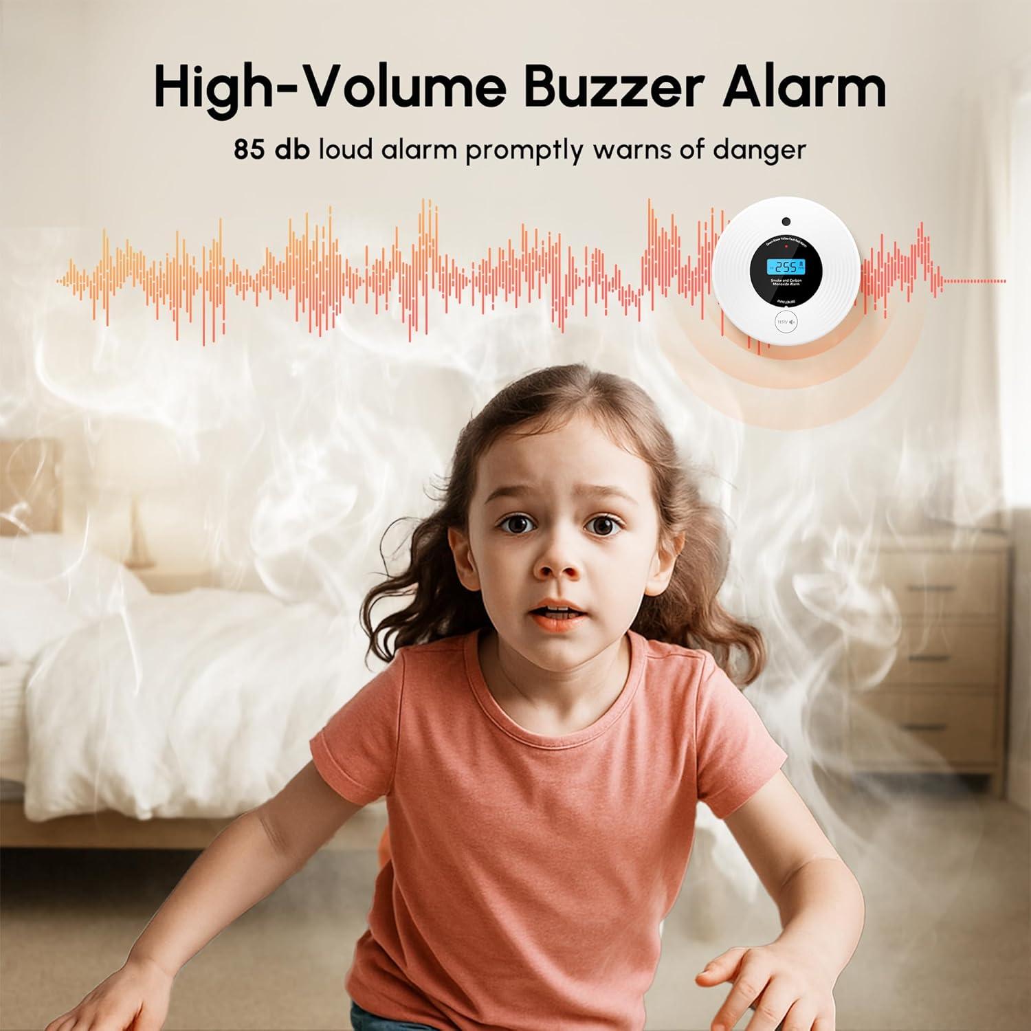 Detector de Humo y Monóxido de Carbono KARUOTOP 10 Años LCD