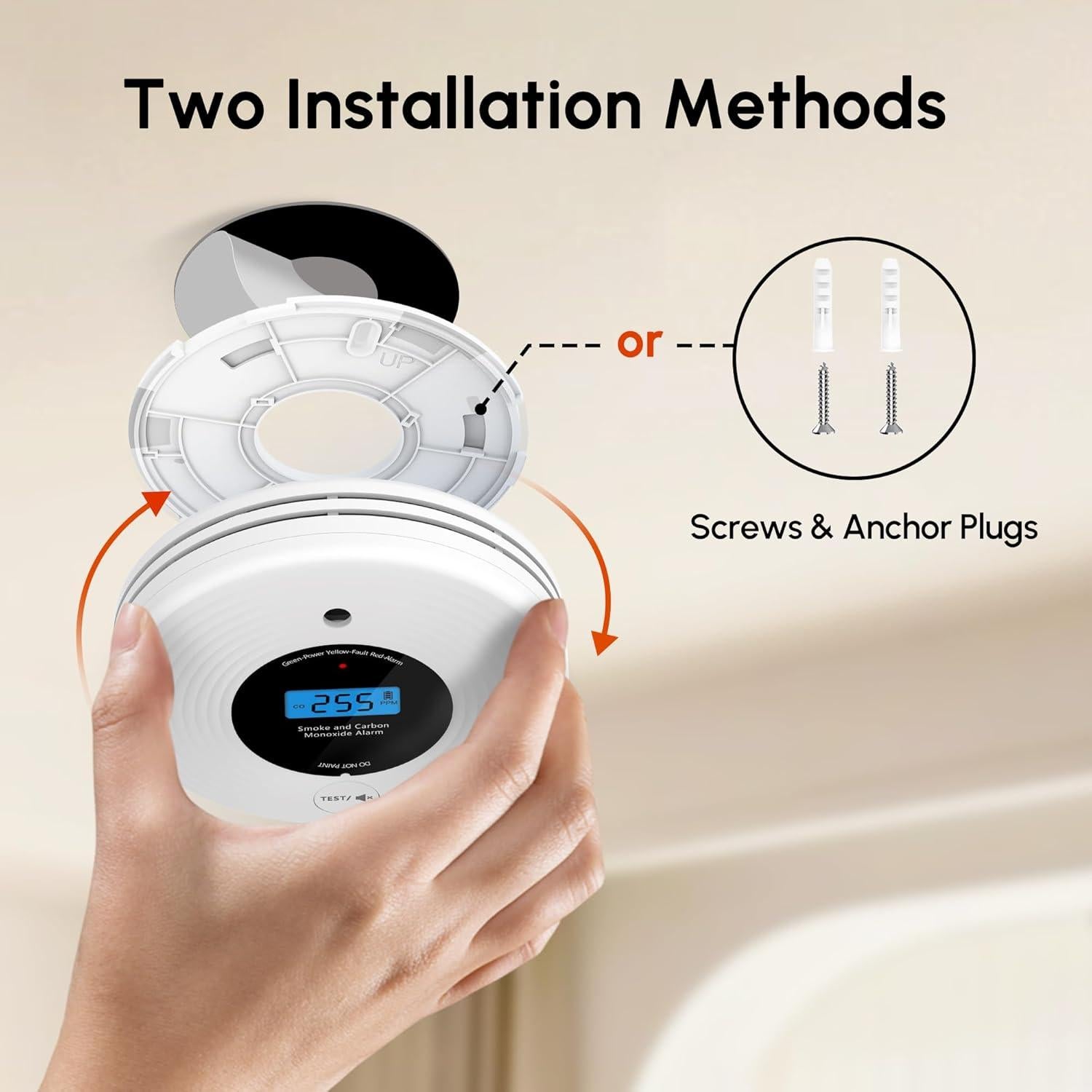 Detector de Humo y Monóxido de Carbono KARUOTOP 10 Años LCD