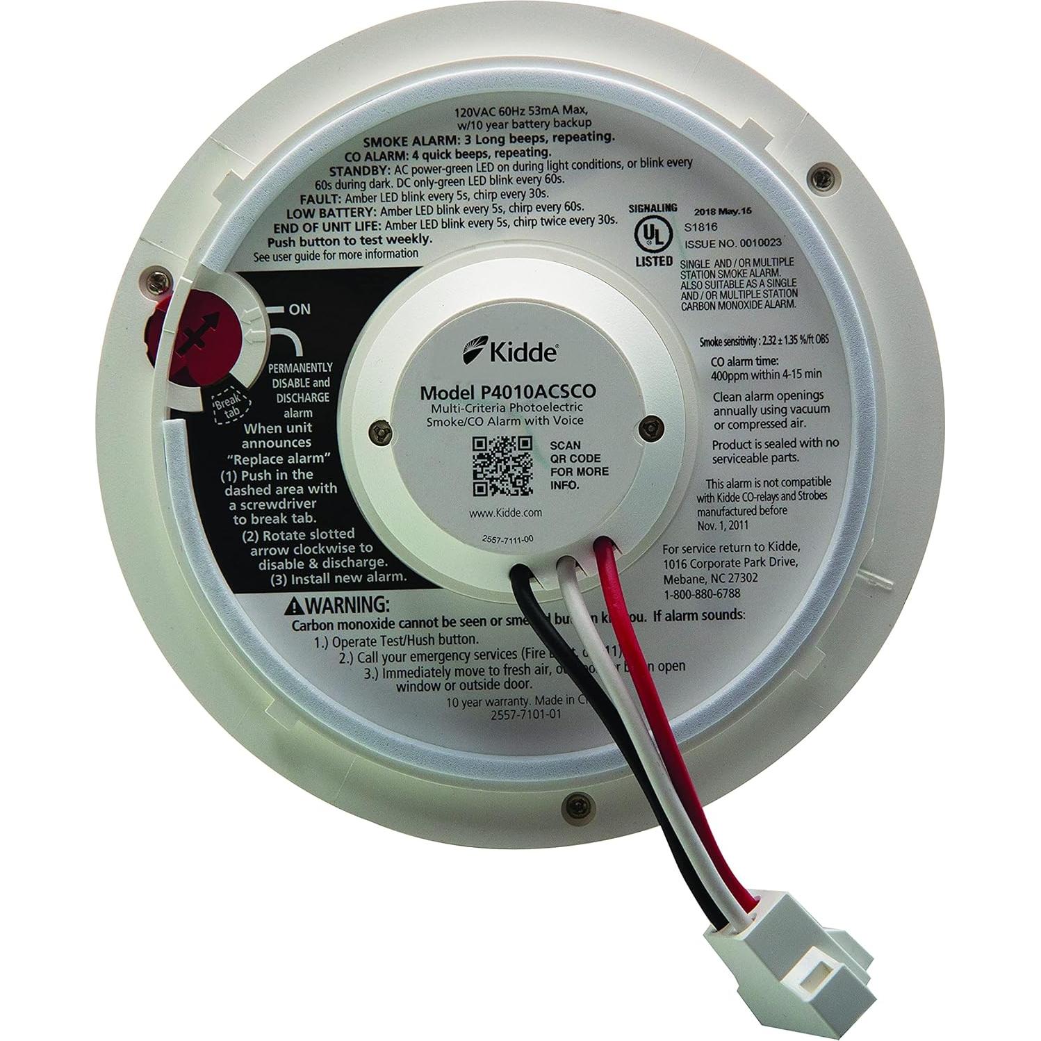 Detector de Humo Kidde p4010ACSCO-W Inalámbrico con Alarma de Voz