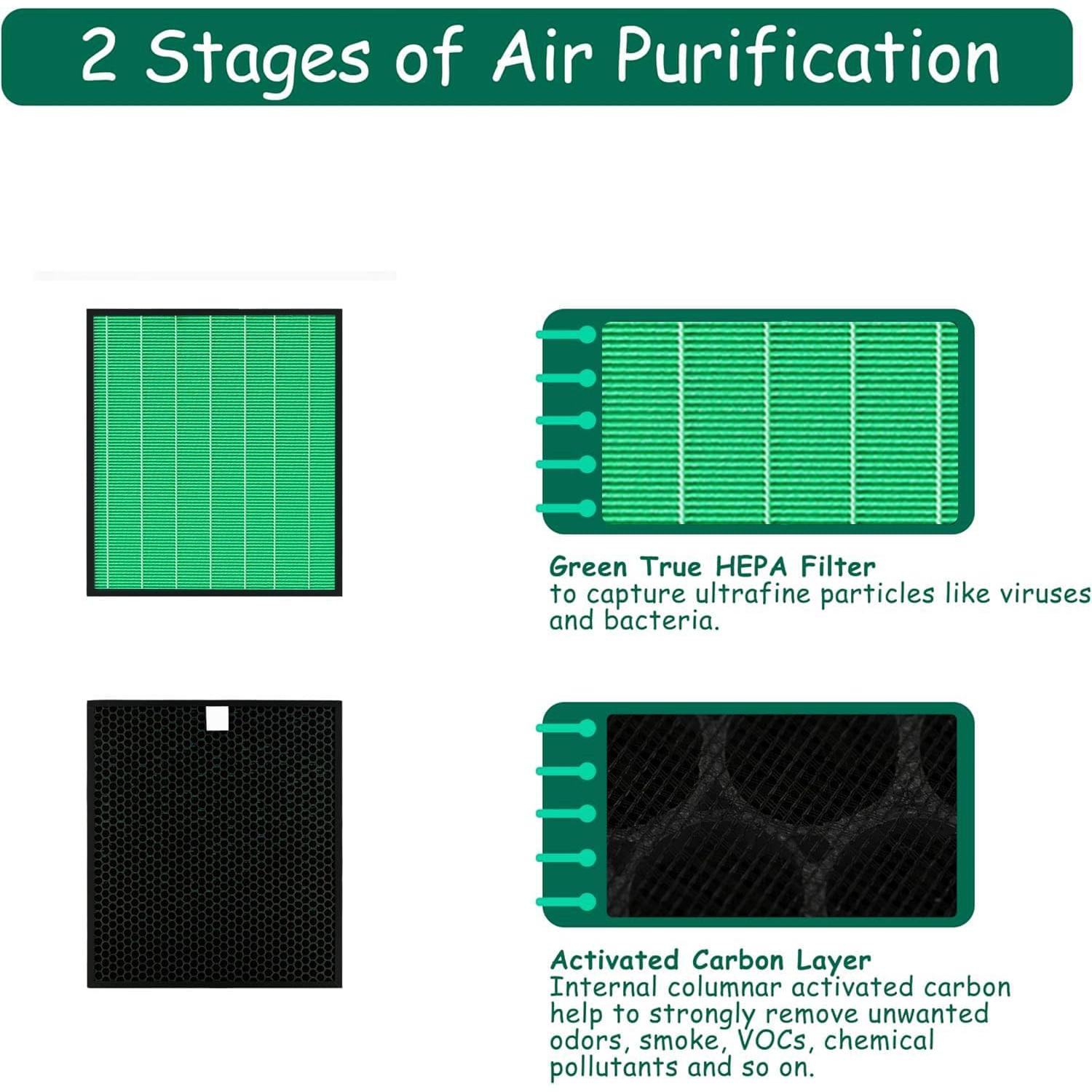 Filtro HEPA y Carbono Activo Asheviller para Airmega 250S - Paquete de 2