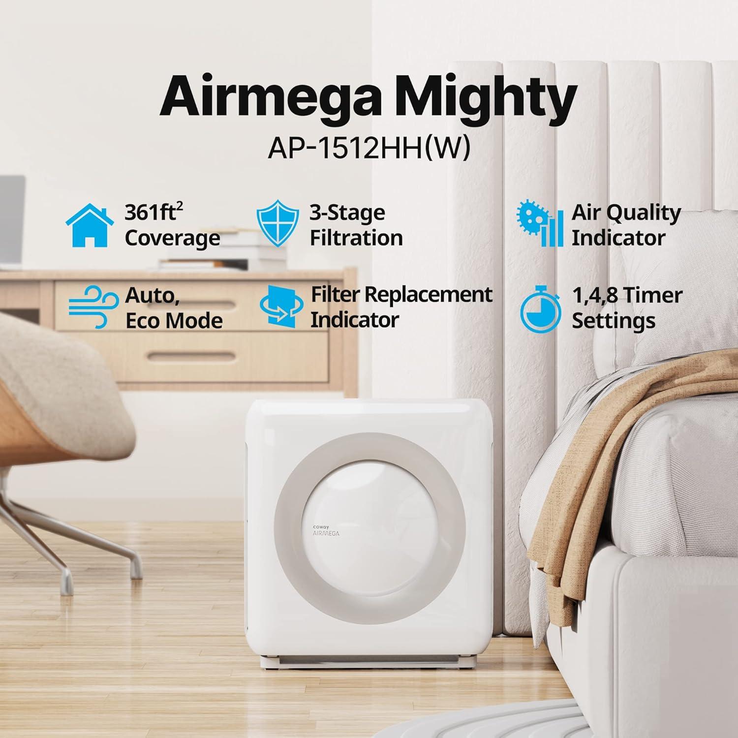 Purificador de Aire Coway Airmega AP-1512HH(W) HEPA + Filtros Extra